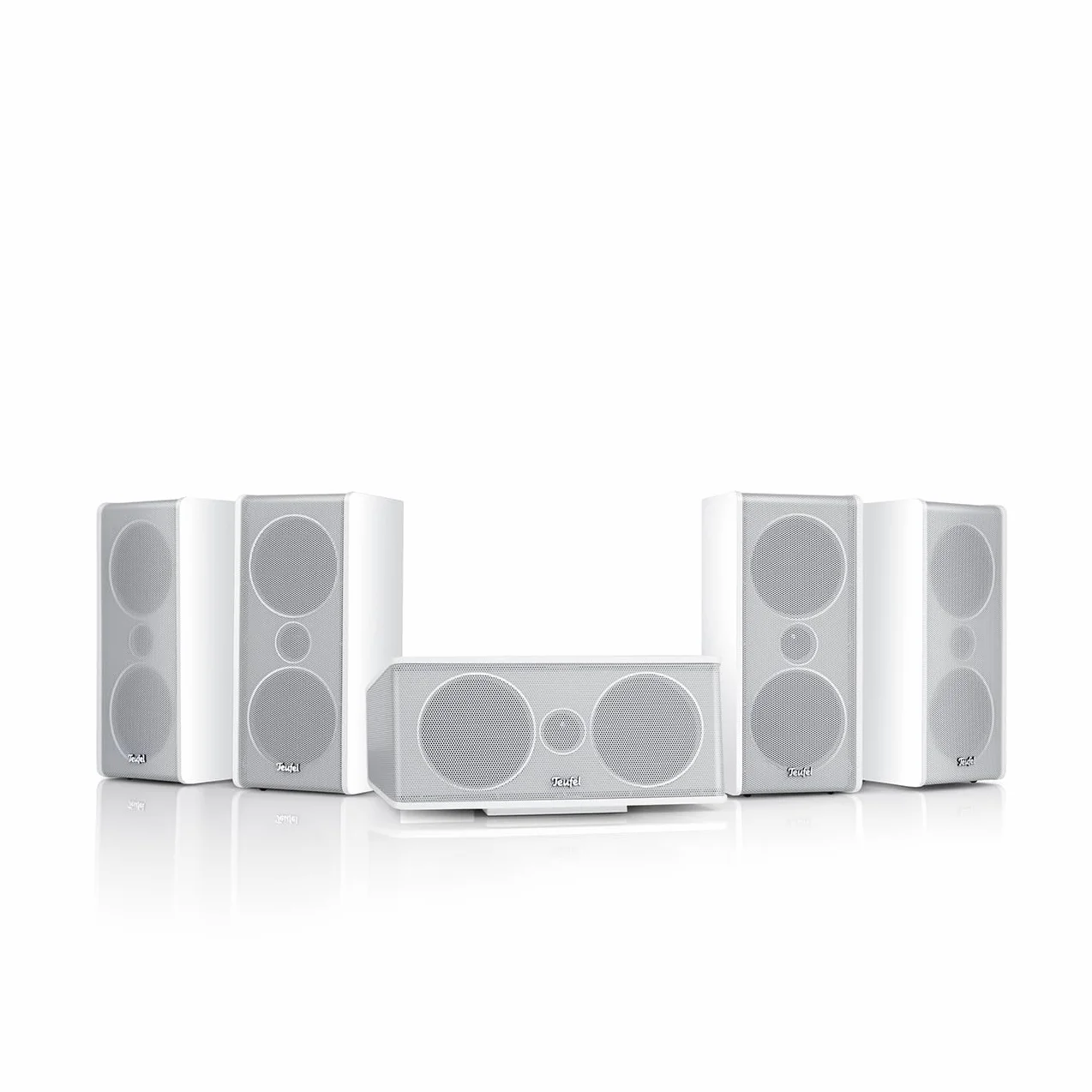 Teufel CONSONO 35 Concept 5.1 Surround Soundsystem - Sistema home cinema completo con ricevitore AV integrato e Bluetooth, Dolby Audio, HDMI ARC CEC per Giochi, Film, Musica - bianco
