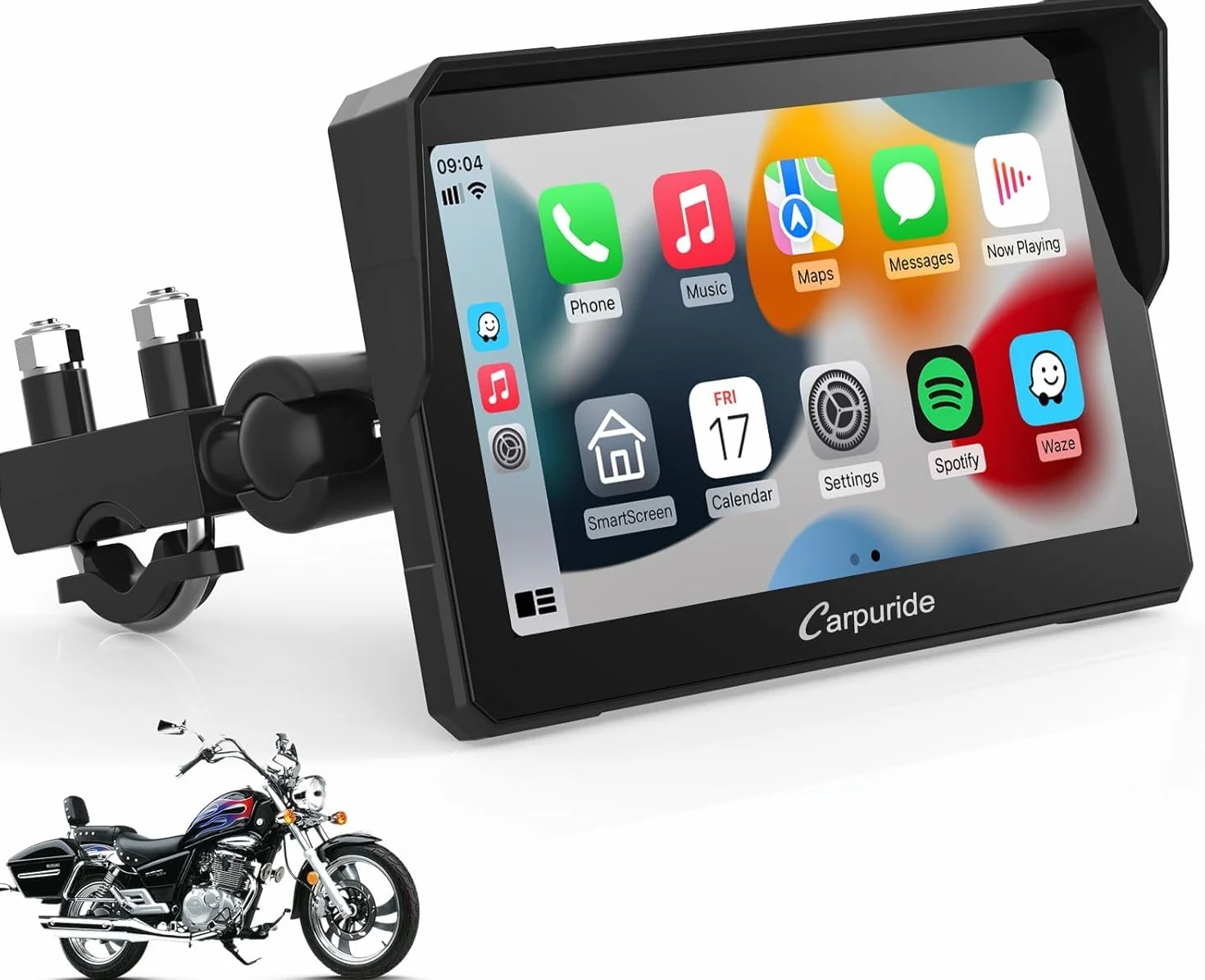 Carpuride W702 Schermo CarPlay Moto 7" Touchscreen Impermeabile GPS Bluetooth