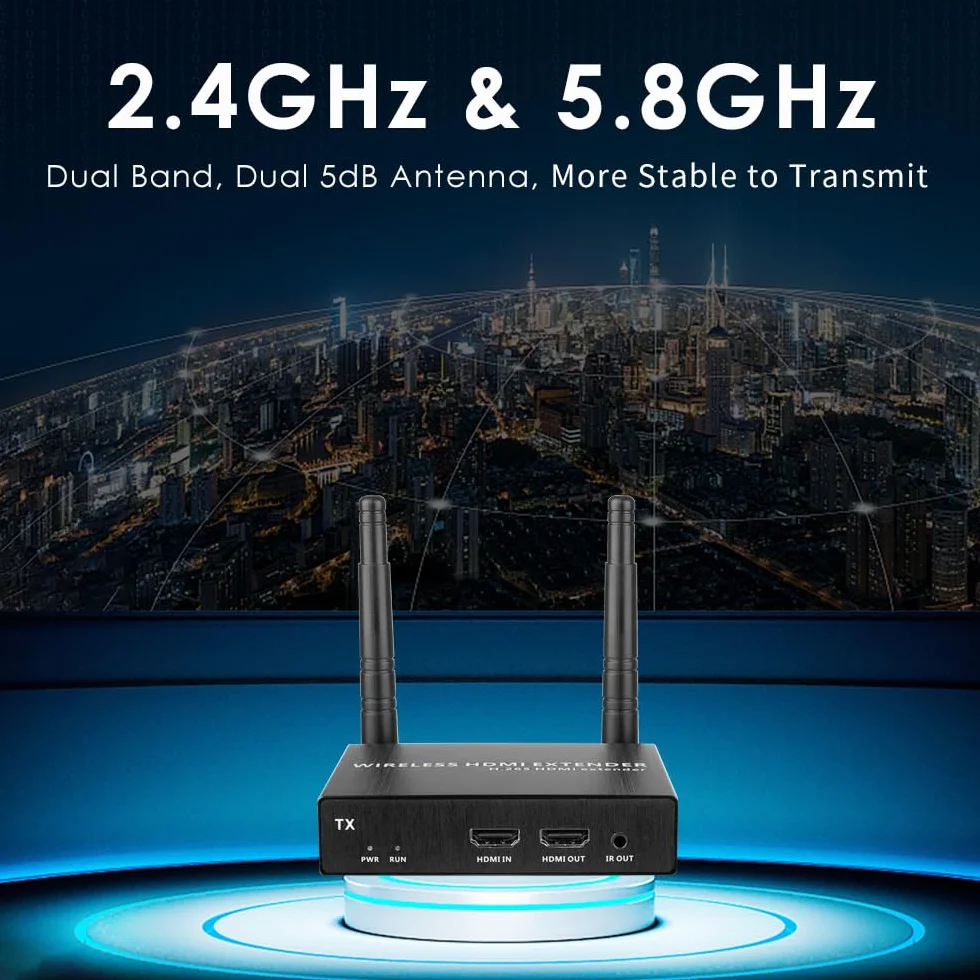 EXVIST Kit trasmettitore e ricevitore HDMI wireless 100M 1080P 60FPS con loop-out HDMI, Fino a 328 piedi, supporto IR, adatto per la trasmissione da PC, YouTube, Xbox One, PS4 a HDTV o proiettore