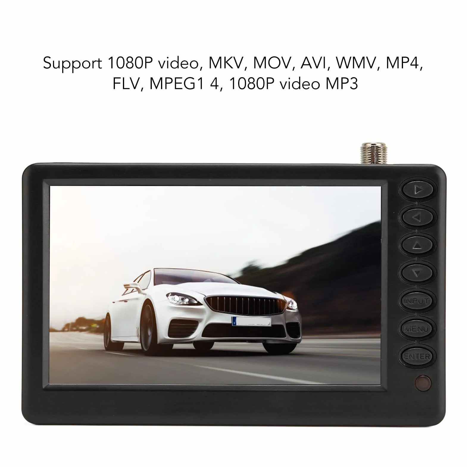 TV Digitale Portatile, HD 1080P da 5 Pollici con Interfaccia Ricca e Supporto per Staffa TV Analogica/ATV/radio FM, Supporto per Formati Video Multipli, per Cucina, Auto