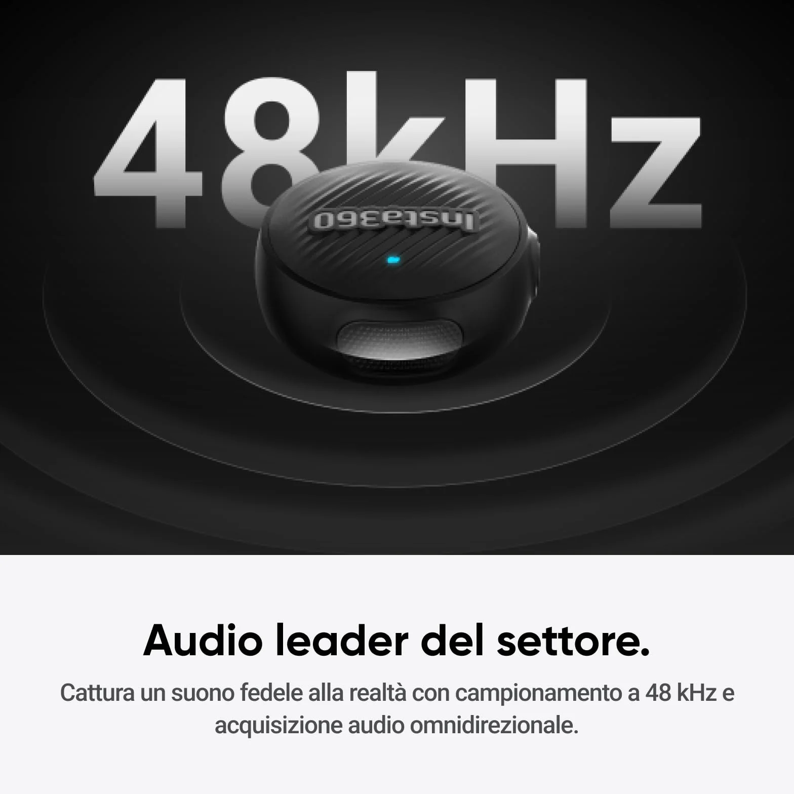 Insta360 Trasmettitore Microfono Air, 7,9 g ultraleggero, microfono wireless X5/X4/X4 Air/Ace Pro 2/GO Ultra, cancellazione del rumore, Vlog, streaming