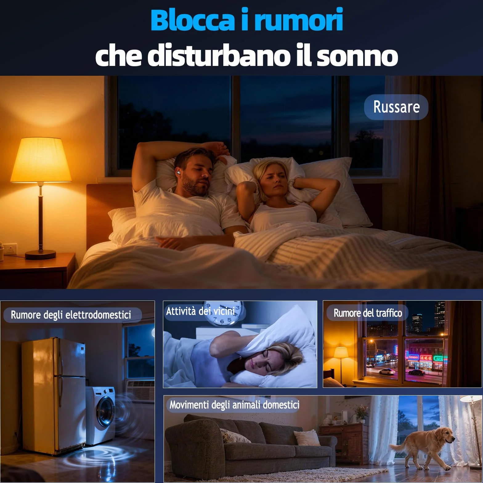 Cuffie Bluetooth, Cuffie per Dormire sul Fianco, Auricolari Bluetooth 5.4 con Doppia Modalità Sonno, 40 Ore Mini Sleep Earbuds Bluetooth, 6 modalità EQ Mini In Ear Auricolari IPX7, Display LED (Nero)
