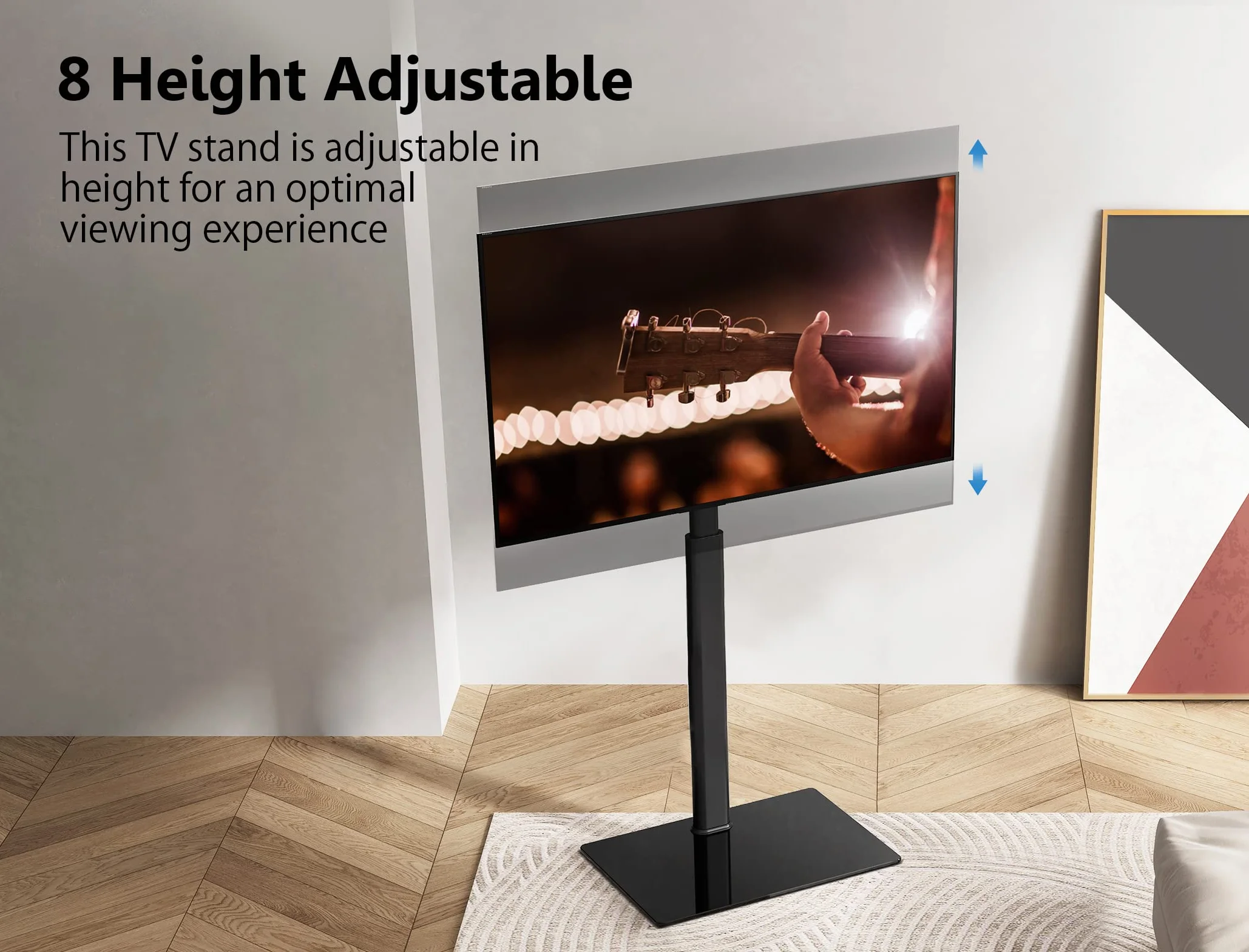 FITUEYES Supporto TV da Pavimento per Schermi da 32-60 Pollici, Porta TV da Terra Regolabile in Altezza, Portata Max 30 kg, VESA Max. 600 x 400 mm, Nero