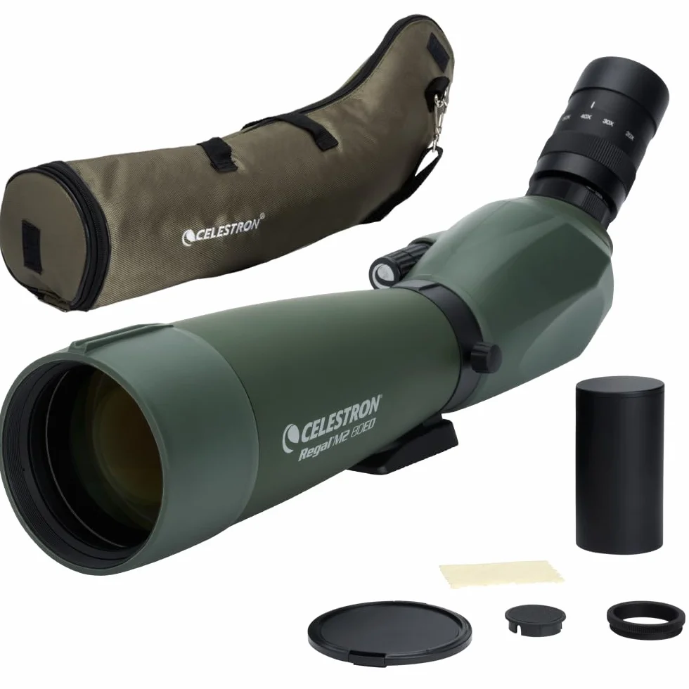 Celestron 52305 Regal M2 20-60x80 mm ED, cannocchiale da osservazione con zoom angolare, ottiche multistrato, prismi in vetro BaK-4, corpo leggero in lega di magnesio e custodia imbottita, verde