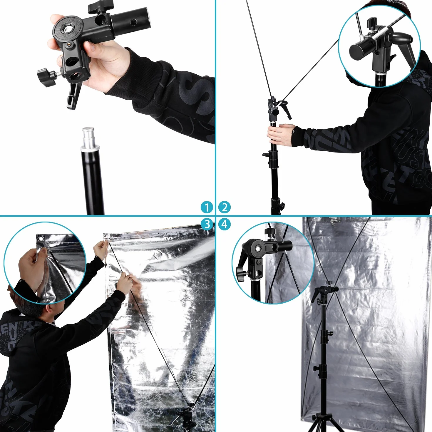 Neewer - Pannello piatto 90 x 180 cm, per riflettere le luci dello studio fotografico, con supporto rotante a 360 gradi e borsa da trasporto – oro/argento e nero/bianco