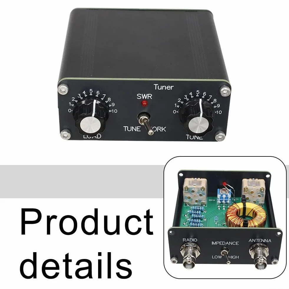 QRP - Sintonizzatore per antenna manuale da 328 MHz con potenza nominale di 5 W, compatibile con vari alimentatori coassiali per radio HAM
