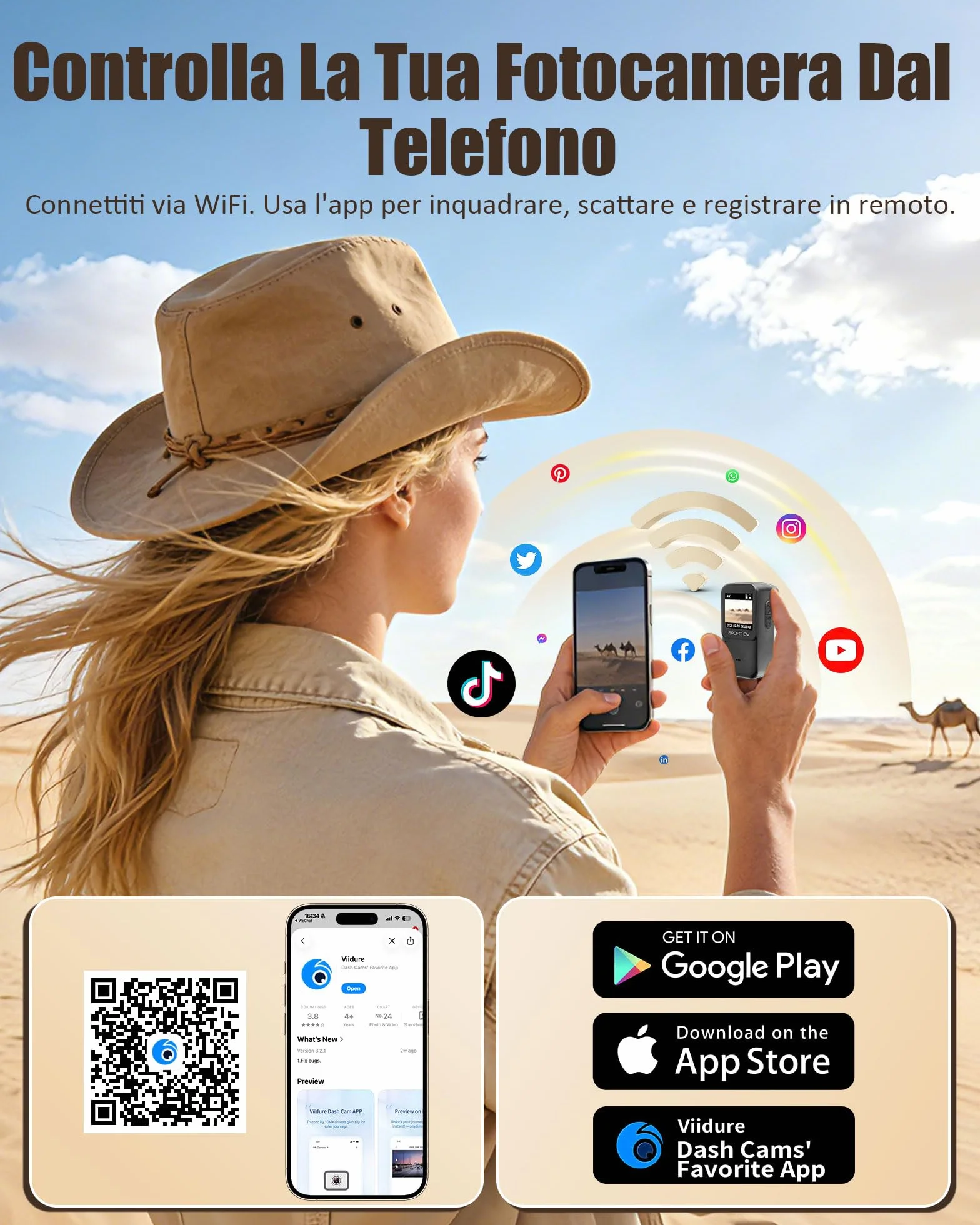 Action Cam 4K WiFi con Scheda TF 64GB, POV Camera con Cover Posteriore Magnetica, Body Cam Mini Impermeabile 30M, Telecamera per Casco Moto, Esterno e Vlog