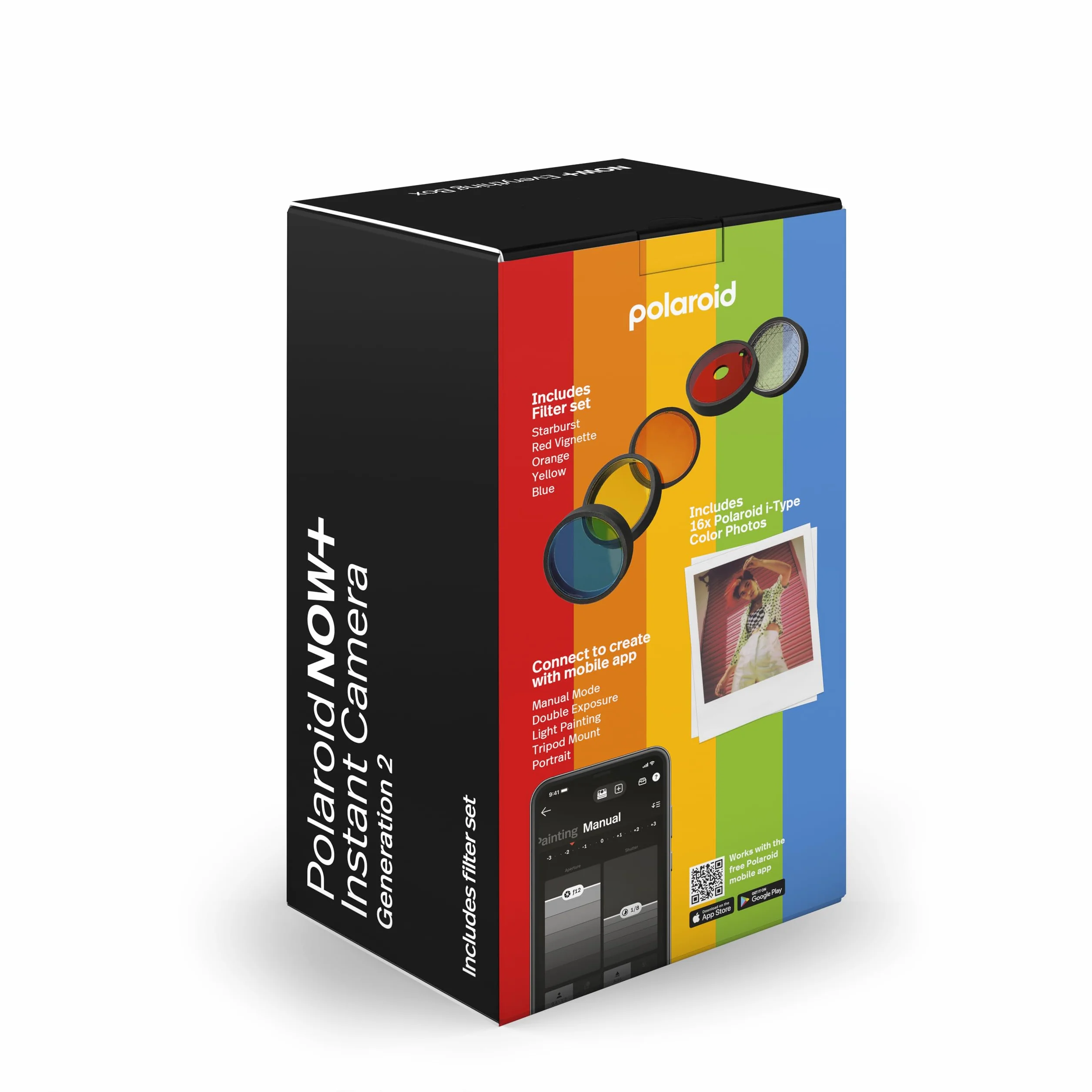 Polaroid Now+ Generation 2 – Fotocamera + Film Bundle (16 foto incluse) – Bianco – Fotocamera a pellicola istantanea controllata da app Bluetooth – 6437