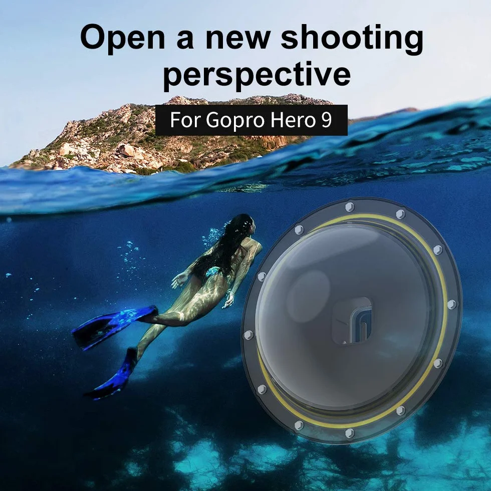TELESIN Dome Port per GoPro Hero 12/11/10/9, Custodia impermeabile 6 pollici con galleggiante Impugnatura compatibile con GoPro hero11 con Pistola a grilletto e Presa Subacquea Fotografia Subacquea