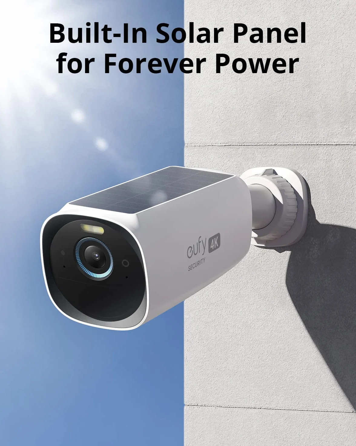 eufy Security eufyCam S330(eufyCam 3), telecamera wi-fi esternoi, telecamera pannello solare, risoluzione 4K, richiede HomeBase 3, Nessun Costo Mensile (Ristrutturato)