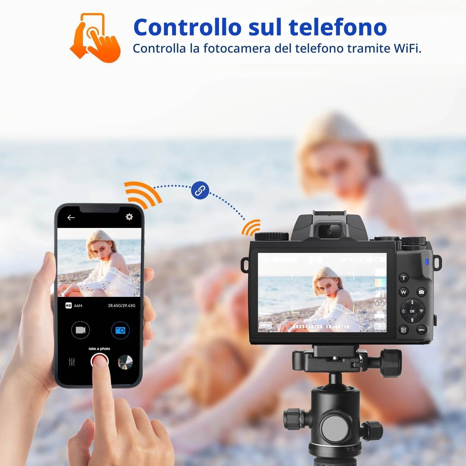 Fotocamera digitale 4K, CCN 64MP Fotocamera con schermo touchscreen da 3,0", fotocamera compatta con zoom digitale 16X e funzione WiFi, con cappuccio per borsa fotografica, scheda TF da 32 GB, nero
