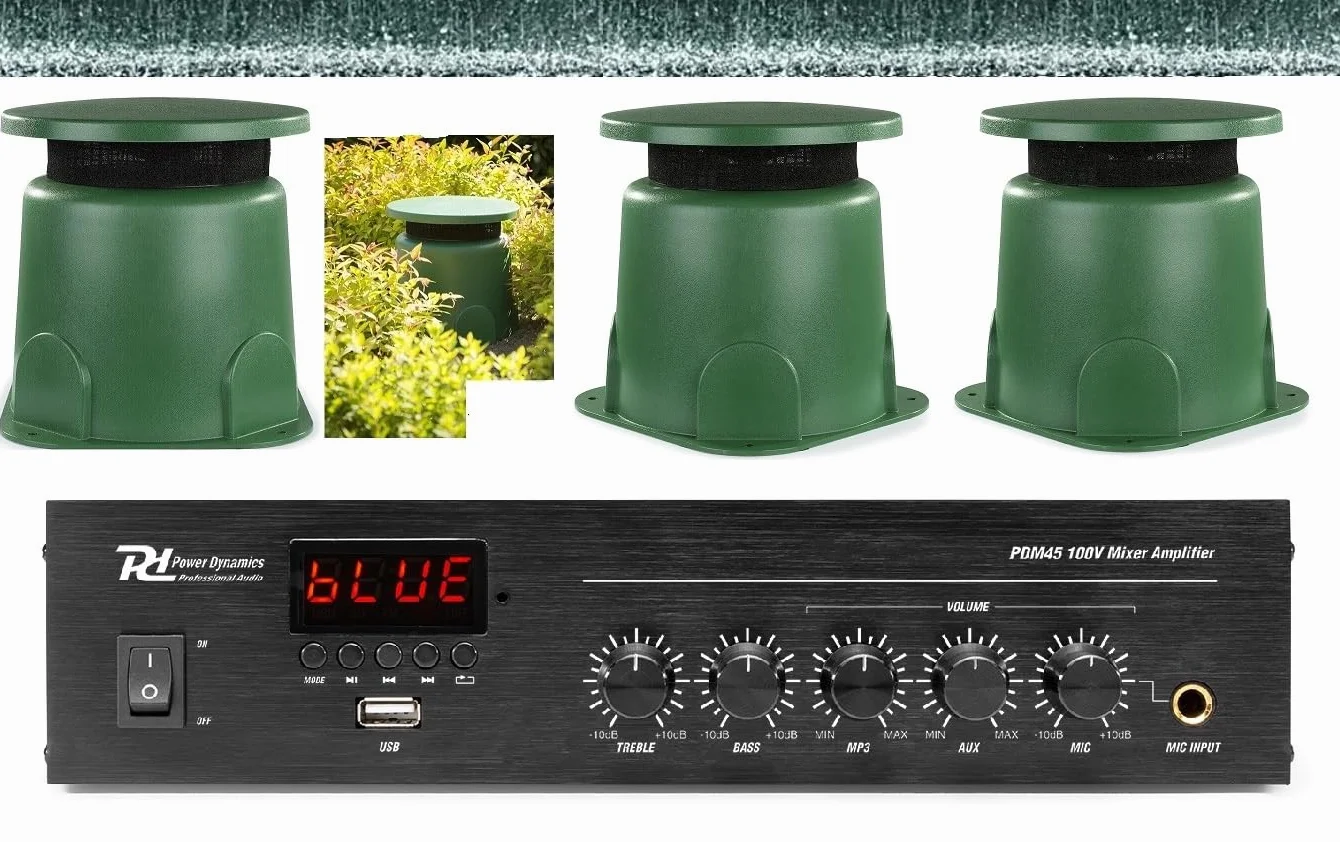 Impianto Audio da Giardino IPX5 Amplificatore 4 Casse