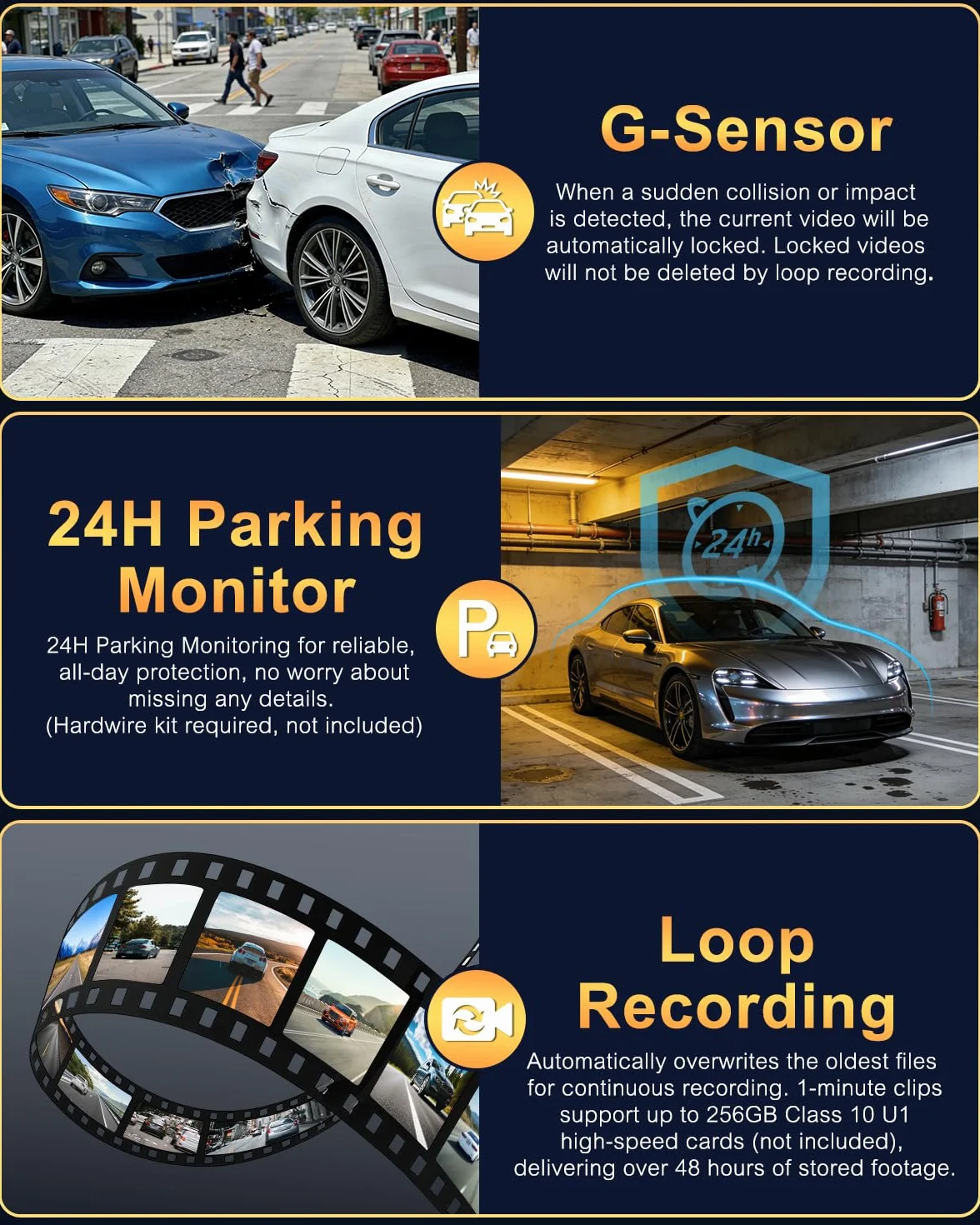 Dash Cam Auto 2.5K WiFi 5G con APP, Mini Dashcam Auto 170° Grandangolo, Telecamera per Auto 360 Gradi Rotabile, Visione Notturna WDR F1.8, G-Sensor, Loop Recording, Parking Monitor e Time-Lapse