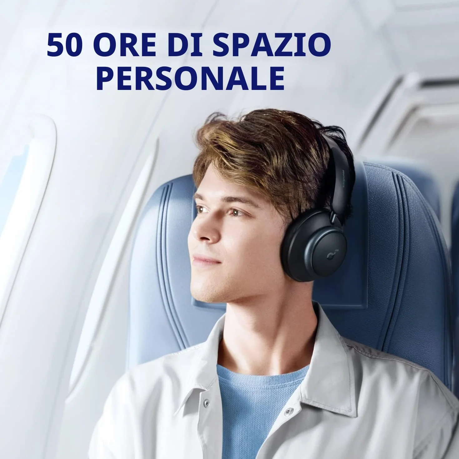 Soundcore by Anker Space Q45 Cuffie Bluetooth Cancellazione Attiva Rumore Adattiva fino al 98%, Riproduzione 50 ore, App, Suono Wireless LDAC Hi-Res, Confortevoli, Chiamate Chiare, Bluetooth 5.3