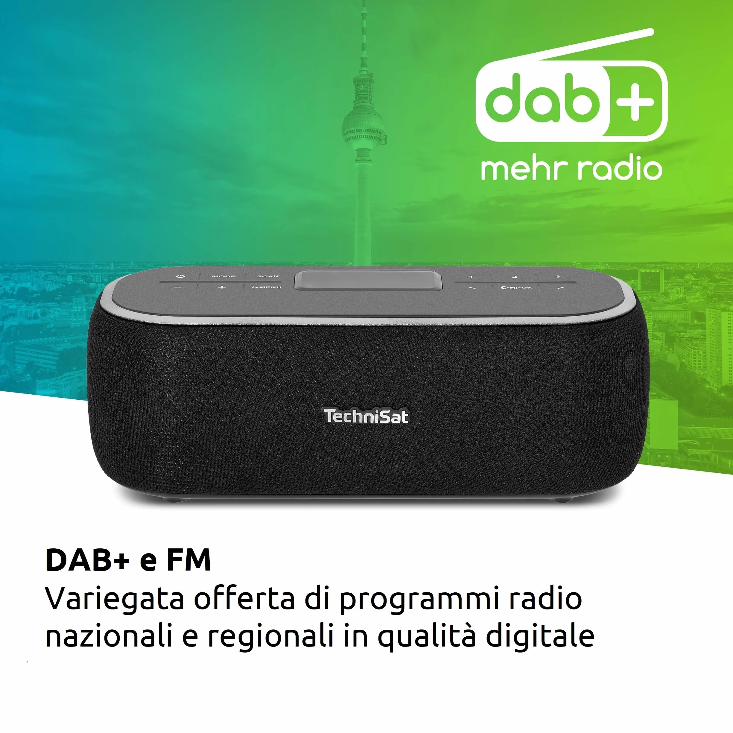 TechniSat VIOLA BT 1 Altoparlante Bluetooth portatile DAB+ FM radio sveglia LCD vivavoce AUX-in 6W