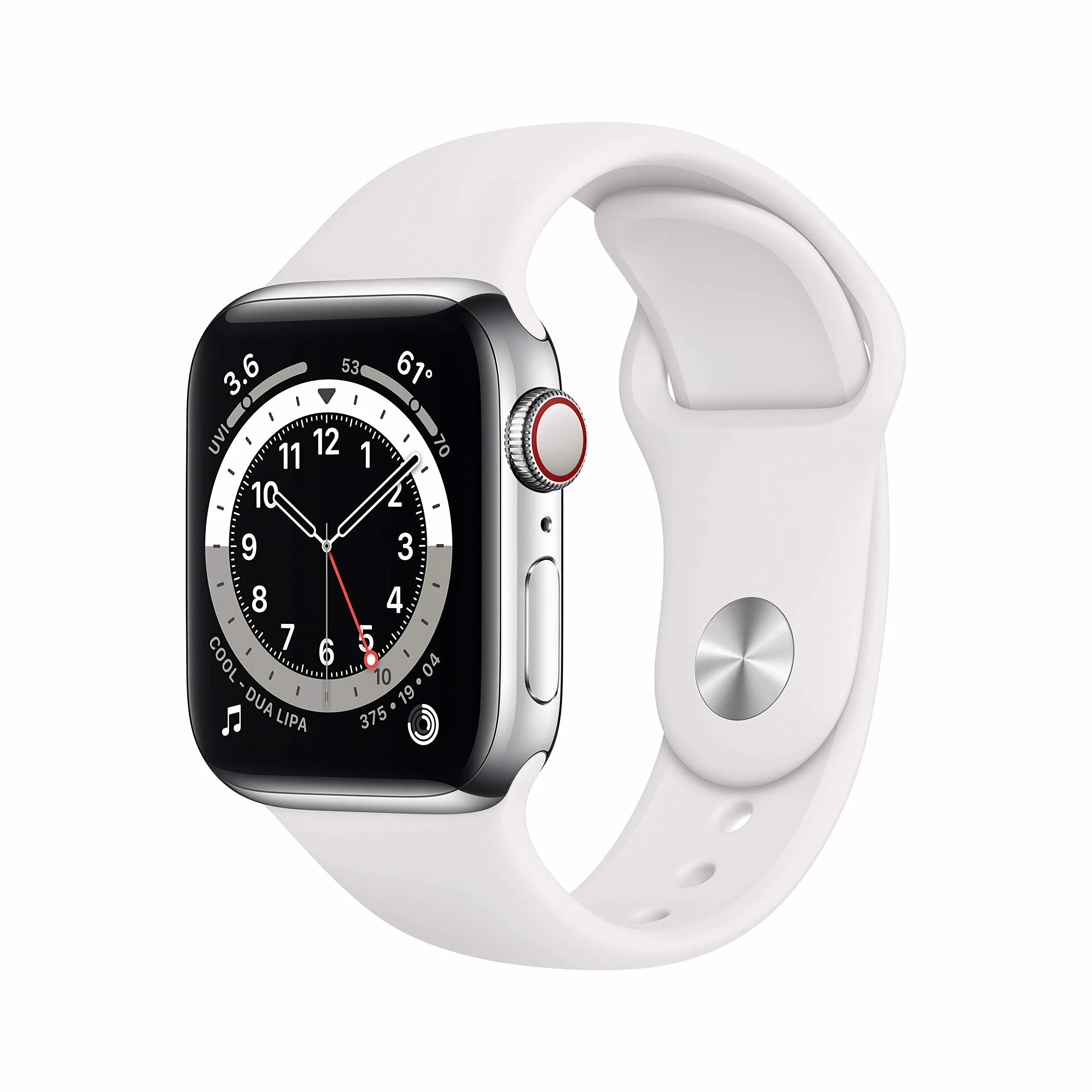 Apple Watch Series 6 (GPS + Cellulare, 40MM) Cassa In Acciaio Inossidabile Argento con Cinturino Sport Bianco (Ricondizionato)