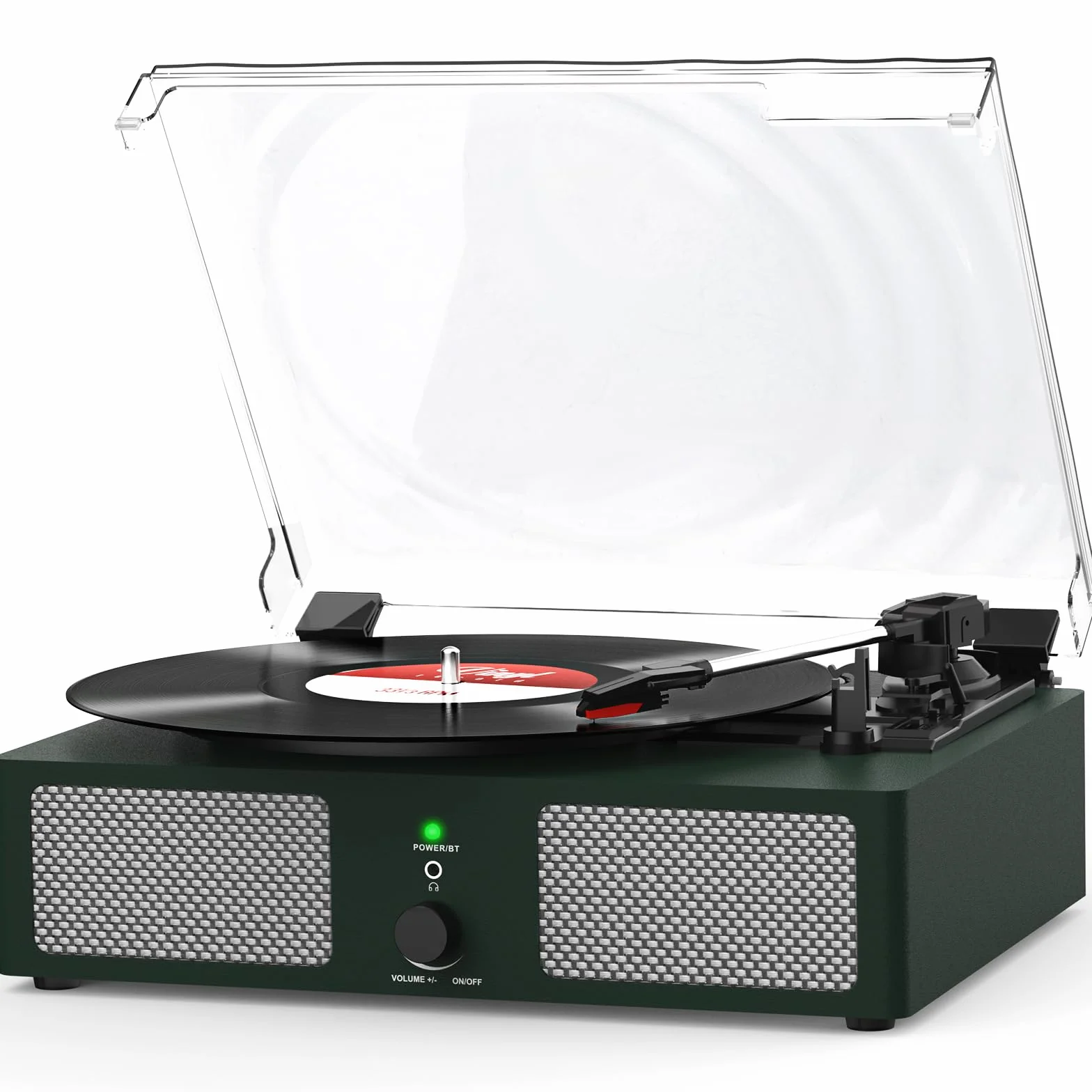 Udreamer Giradischi Bluetooth con Altoparlanti Integrati, Fonografo Vintage 3 Velocità, Verde