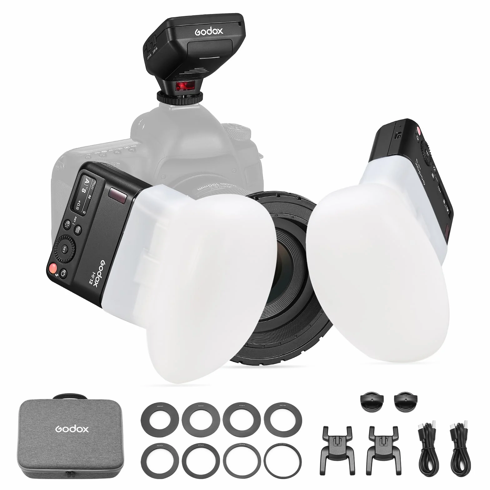 GODOX MF12-DK1 Macro Flash con Diffusore Dome XproII S+ Trigger Flash 2,4G Controllo Wireless Modalità TTL/M Compatibile con Fotocamere Sony TTL e Sony A7IV/ZV-E10/Alpha 6400/ZV-1F