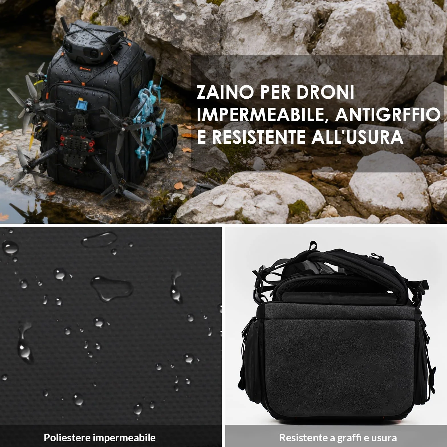 TARION Zaino per Drone FPV e macchina Fotografica: Zaino Professionale Impermeabile per Fotocamera Borsa Fotografica per Quadricottero da Corsa FPV Accessori per il Controllo Remoto