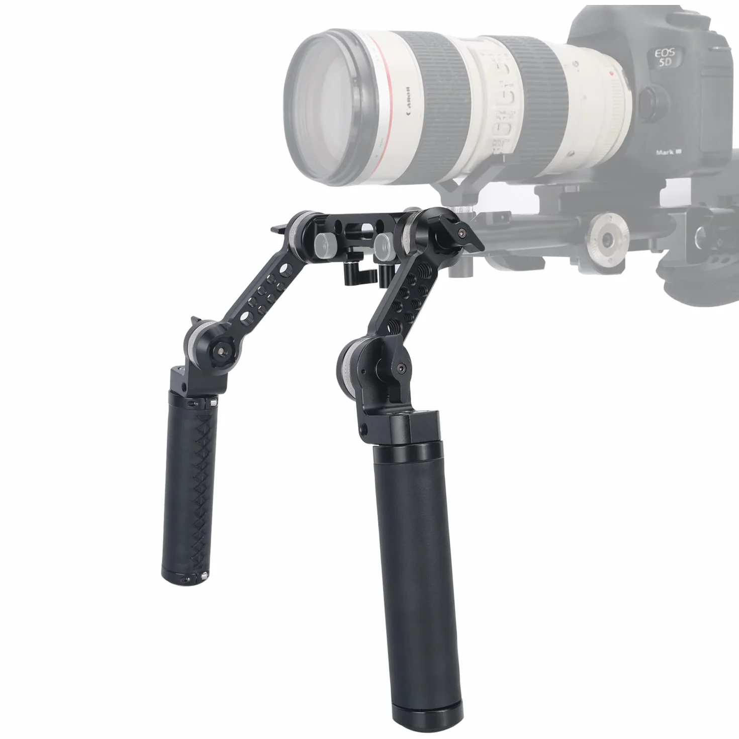 NICEYRIG Kit maniglia per rosetta, impugnatura in pelle con braccio di prolunga standard, 15 mm morsetto per asta per fotocamera DSLR, sistema di supporto