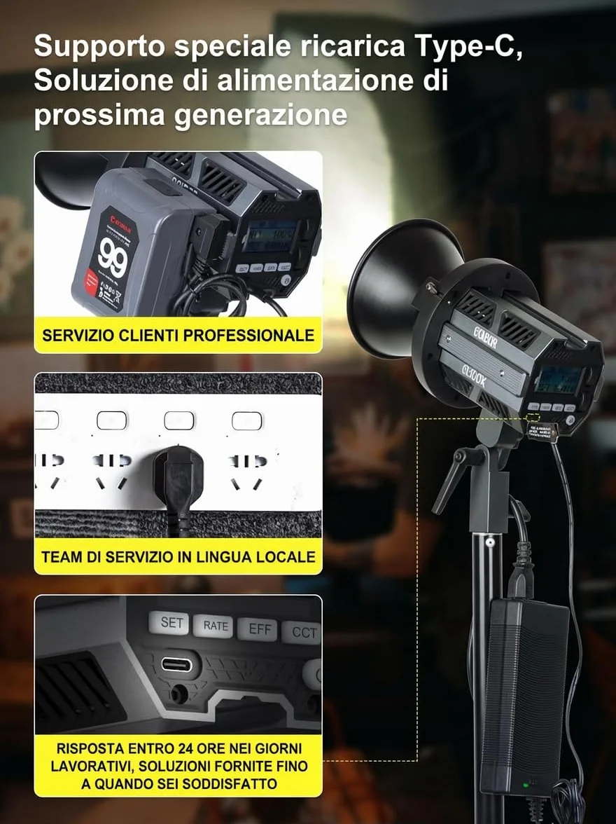 Luce Video, COLBOR CL100X 110W COB Video Light Bicolore 2700K-6500K Illuminazione Continua CRI97+ 10 Effetti di Luce Alluminio LED Lampada con APP Attacco Bowens, Luce-Video-Light-Studio-Monoluci