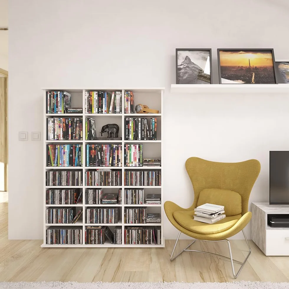 Vicco Scaffale porta cd Jukebox, Bianco, 105.4 x 136 cm