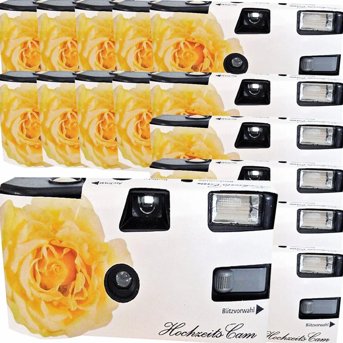 Macchina fotografica usa e getta, per matrimoni, "Pura passione", 15 pezzi, con flash, 27 scatti, 400 ASA