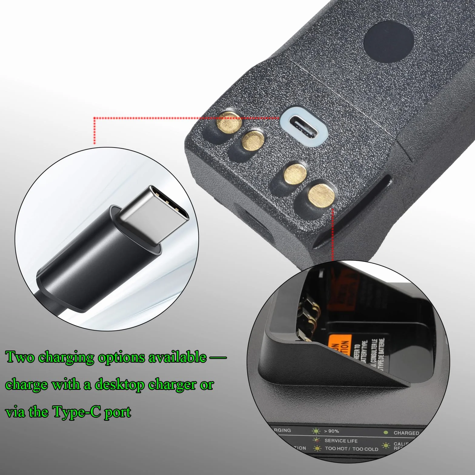 Batteria Ricaricabile PMNN4808A per Motorola R7 R7A, 18650 Piatte Nero