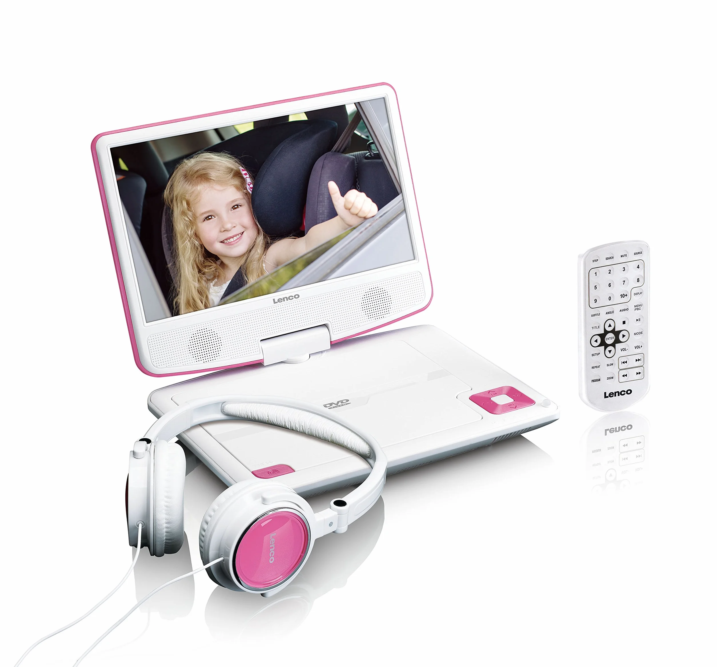 Lenco DVP-910 Portable DVD player Convertibile Nero, Rosa 22,9 cm (9")