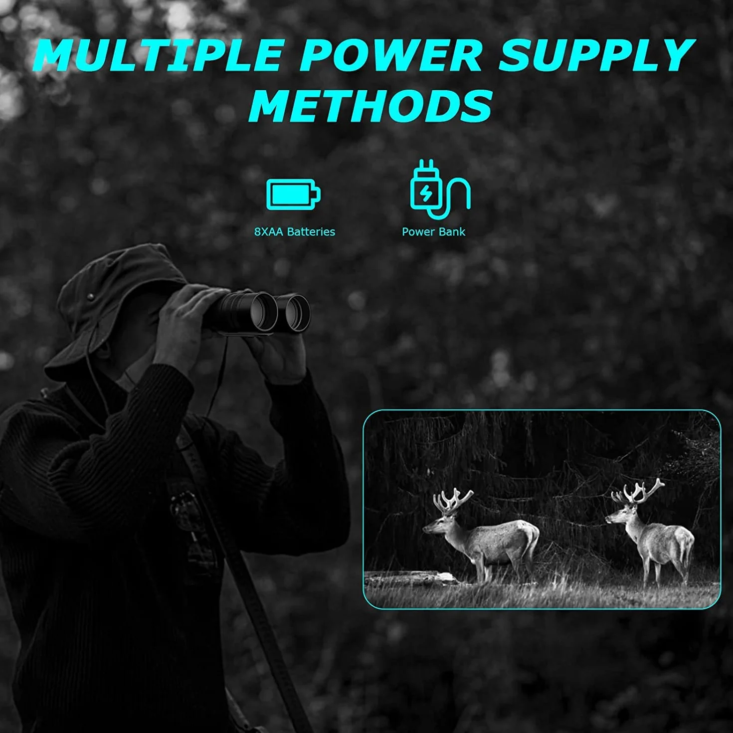 Visore Notturno,1080P+4" TFT Digitale Infrarossi Binocolo Visione Notturna, Caccia Professionale di Portata 500m, Zoom Digitale 6X, Visore Notturno con Scheda 32GB, per Caccia Birdwatching Campeggio