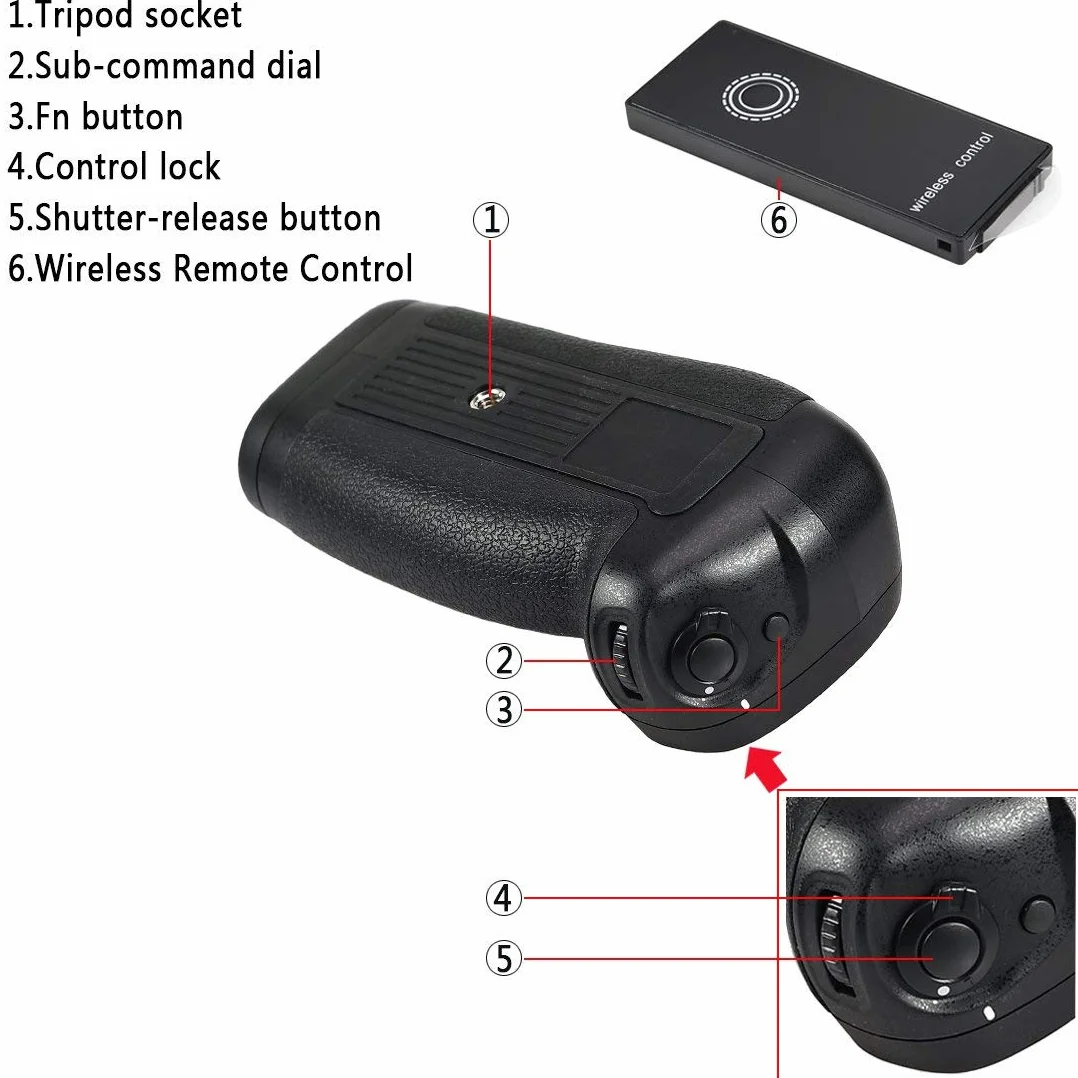 DSTE mb-d18 battery grip con telecomando a infrarossi funzione + 2 x EN-EL15 batteria per fotocamera digitale reflex Nikon D850