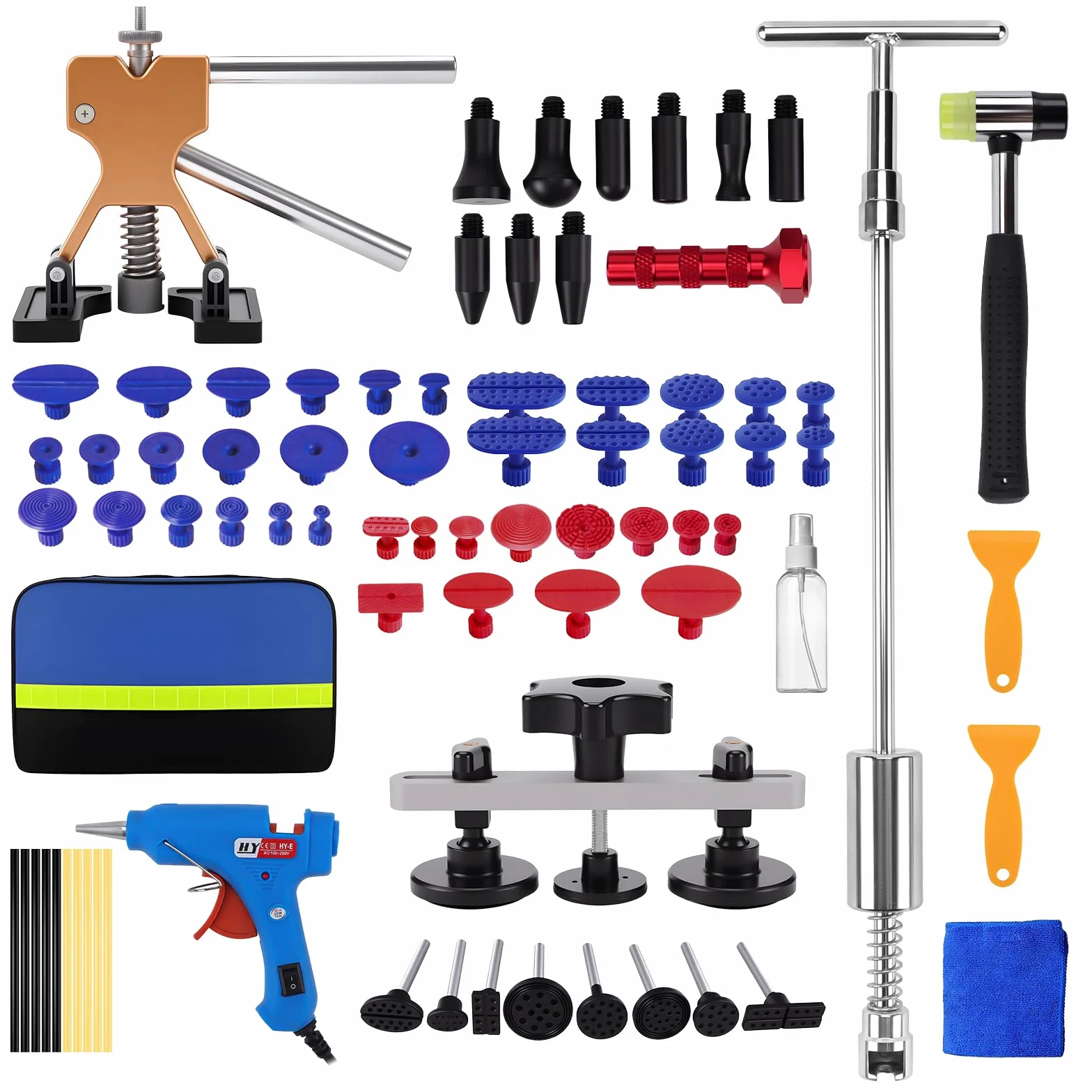 Tirabolli per Carrozzeria Auto, 78Pcs Kit Levabolli Auto, Kit Tirabolli per Carrozzeria, Kit Estrattore a Ponte Estrattore a Martello per Ammaccature, per Auto Rimozione Ammaccature su Veicoli/Portier