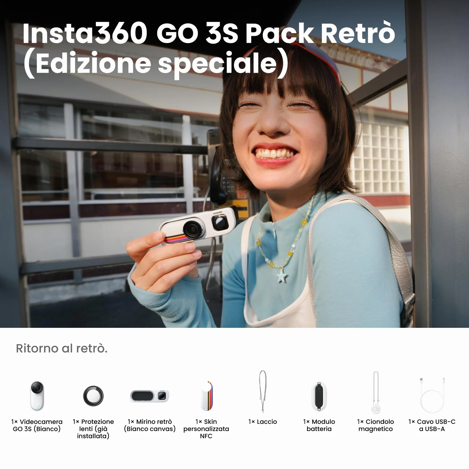 Insta360 GO 3S Pack Retrò edizione speciale 64GB Bianco