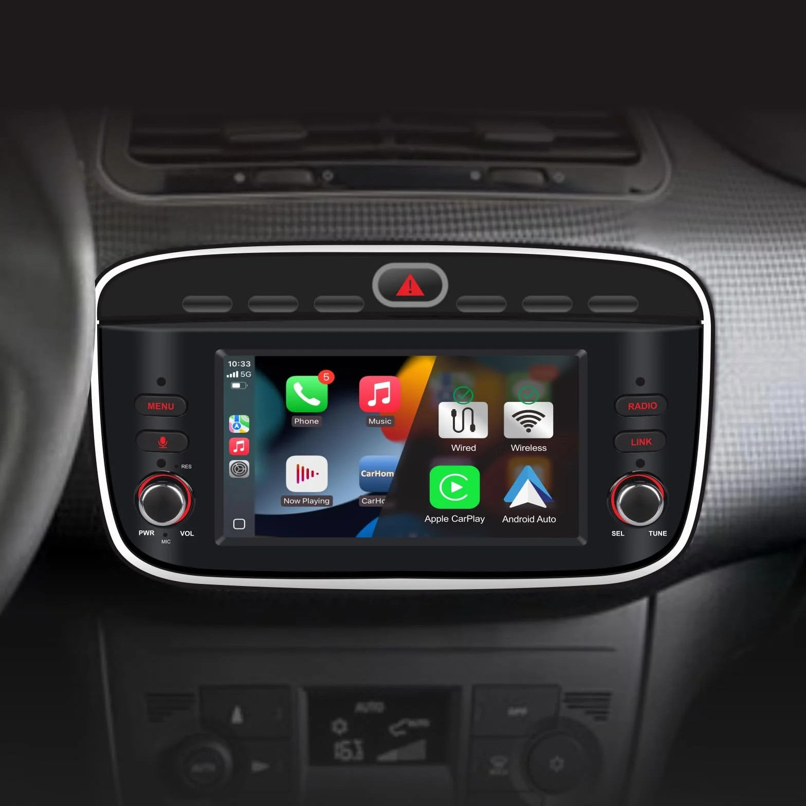 Autoradio per Fiat Punto(2010-2016) Linea(2012-2015) Stereo Wireless CarPlay/Android Auto Bluetooth RDS