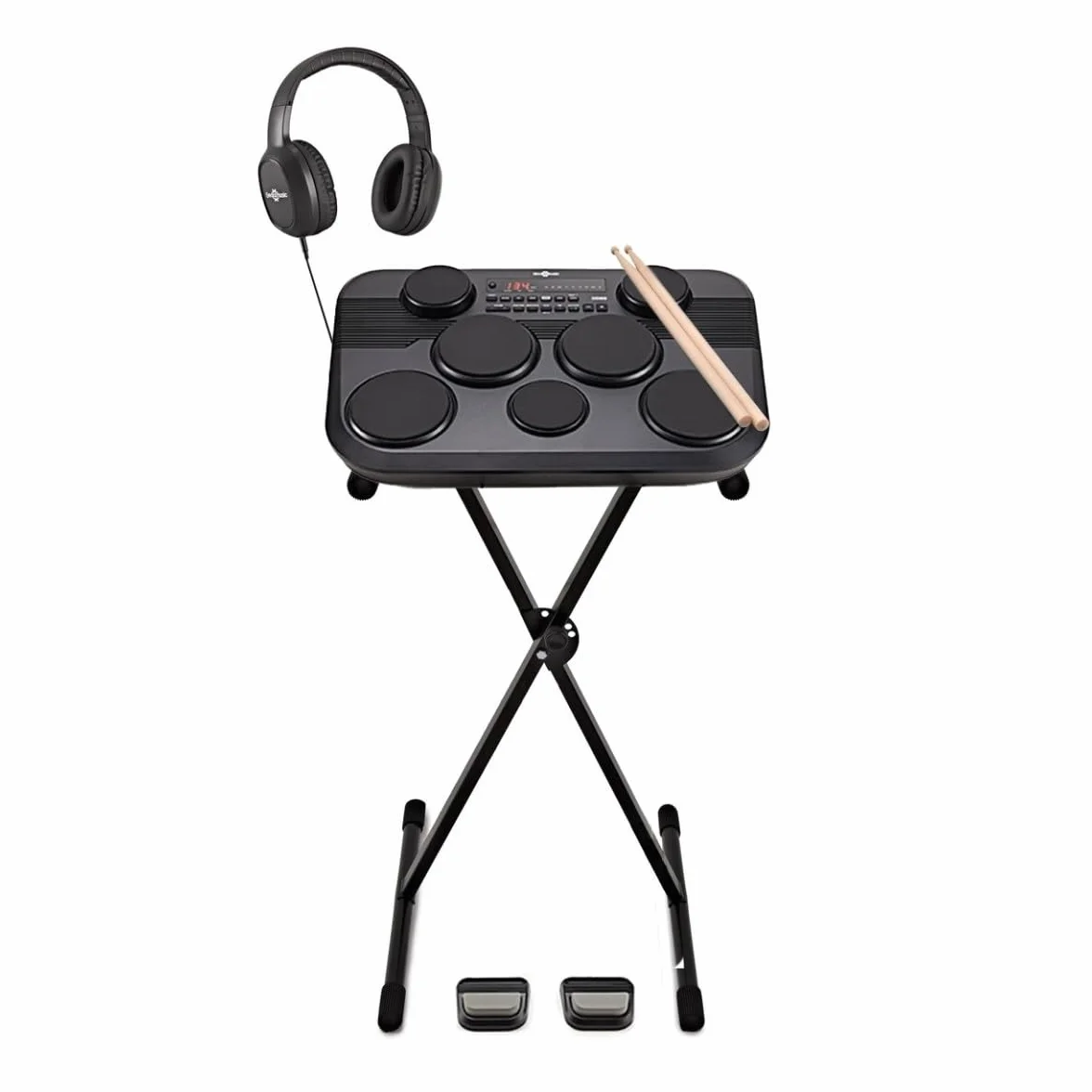 DD80 Batteria Elettronica 7 Pads 2 Pedali Bacchette per Adulti e Bambini
