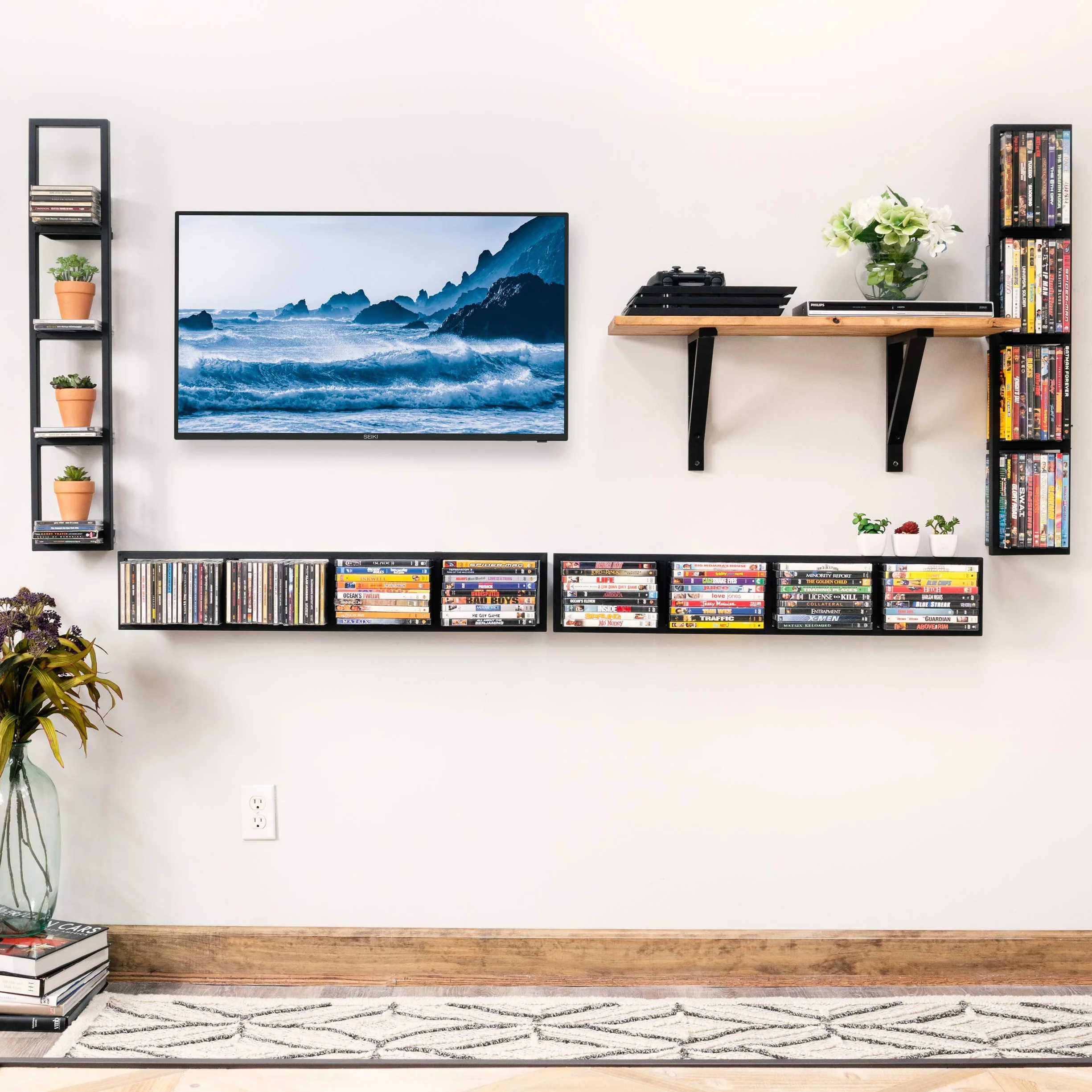 You Have Space Moderno supporto da parete per CD DVD Media Rack Storage Metal Shelf Organizer (nero)