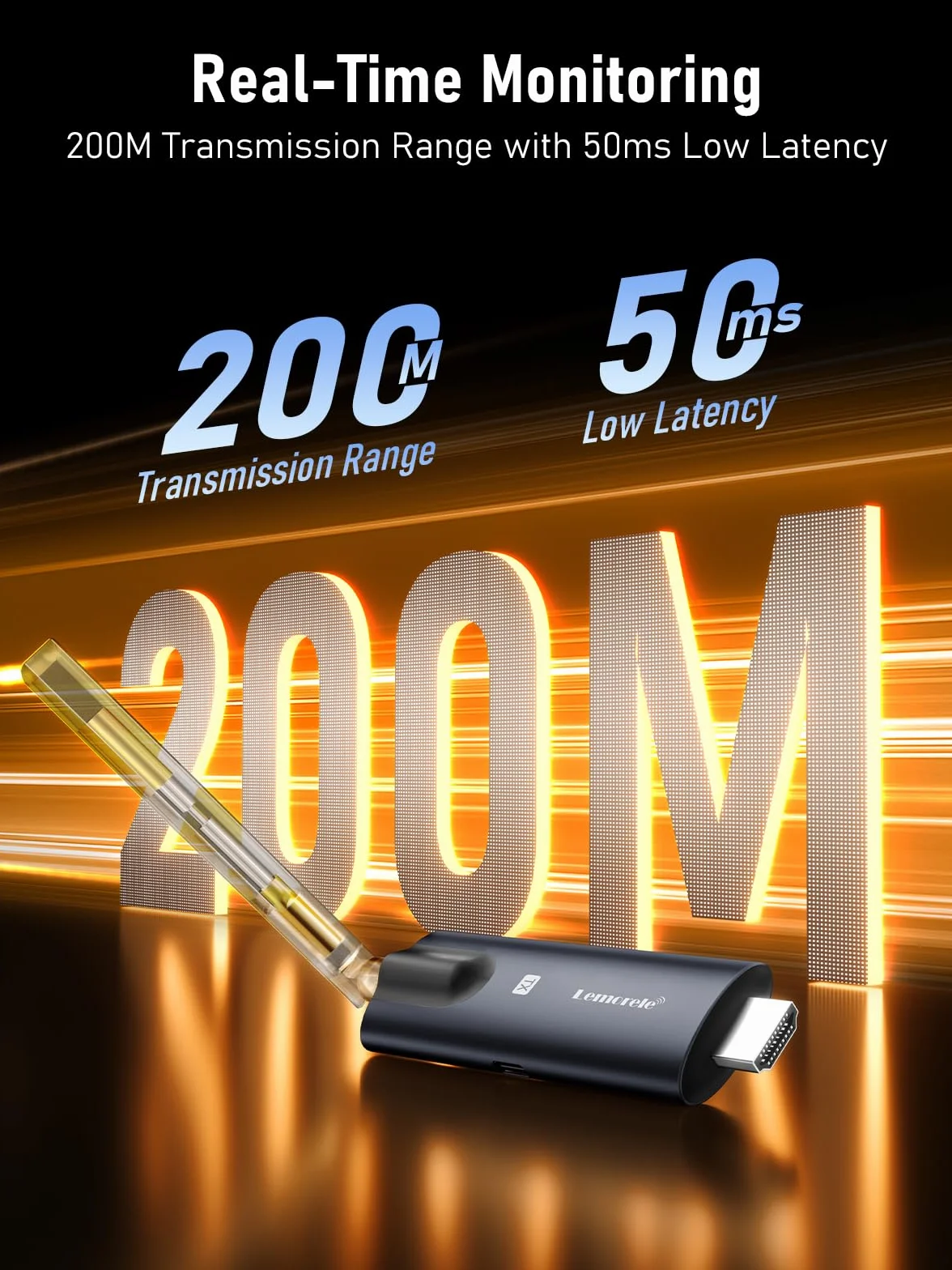 Trasmettitore HDMI wireless e 2 ricevitori, Lemorele 1080P – Trasmissione wireless HDMI, supporta 1 trasmettitore per 4 ricevitori. Streaming video massimo da laptop, fotocamera o TV box a HDTV
