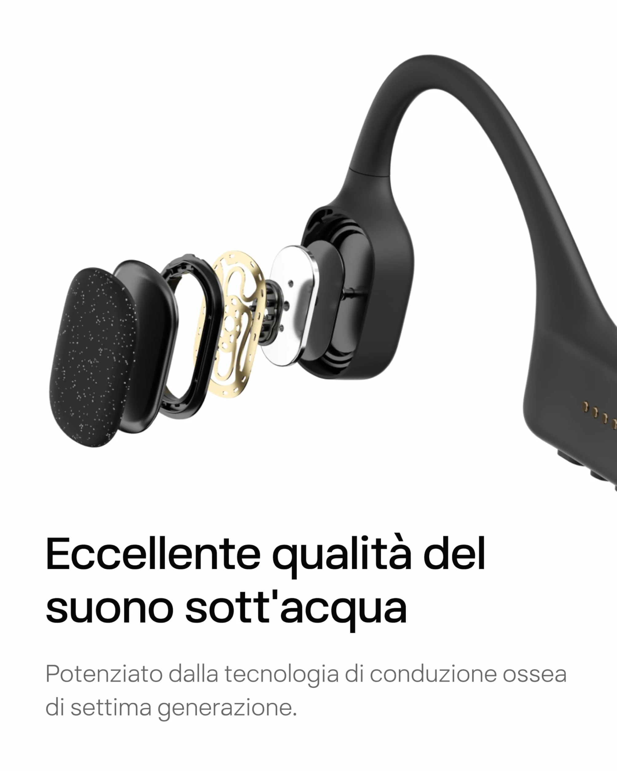 SHOKZ Auricolari OpenSwim a conduzione ossea, lettore MP3 da nuoto impermeabile IP68, auricolari sportivi open-ear con 4 GB di memoria, 8 ore di riproduzione, per nuoto, surf(senza Bluetooth), Nero