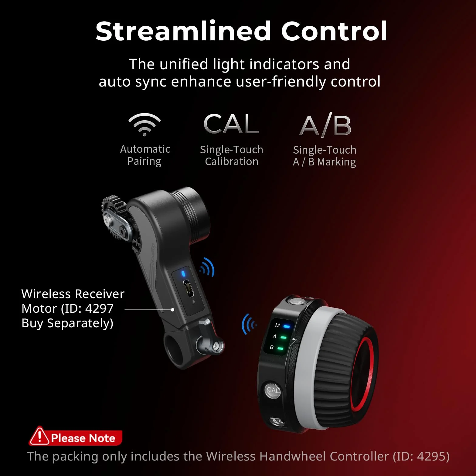 SMALLRIG Wireless Handwheel Controller (Lite), Marcatura A/B Single-Touch, Durata della Batteria di 21 ore, Controllo Semplificato, Design Leggero, Comodo e Compatto, per Obiettivi DSLR e Cine - 4295