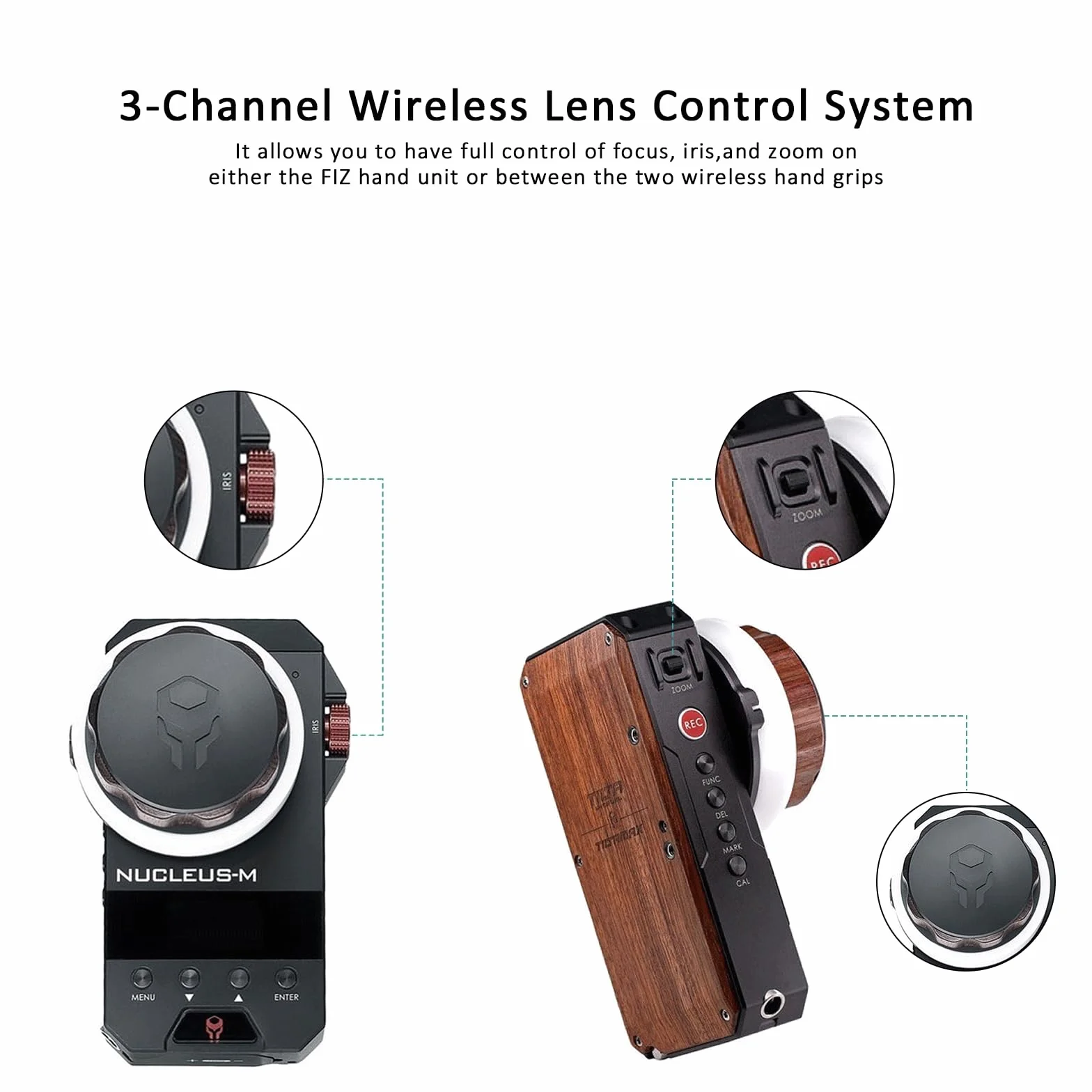TILTA Follow focus Nucleus-M Sistema di controllo dell'obiettivo wireless per obiettivo per fotocamera mirrorless DSLR, con unità manuale 2 Impugnatura wireless 2 Motore wireless WLC-T03