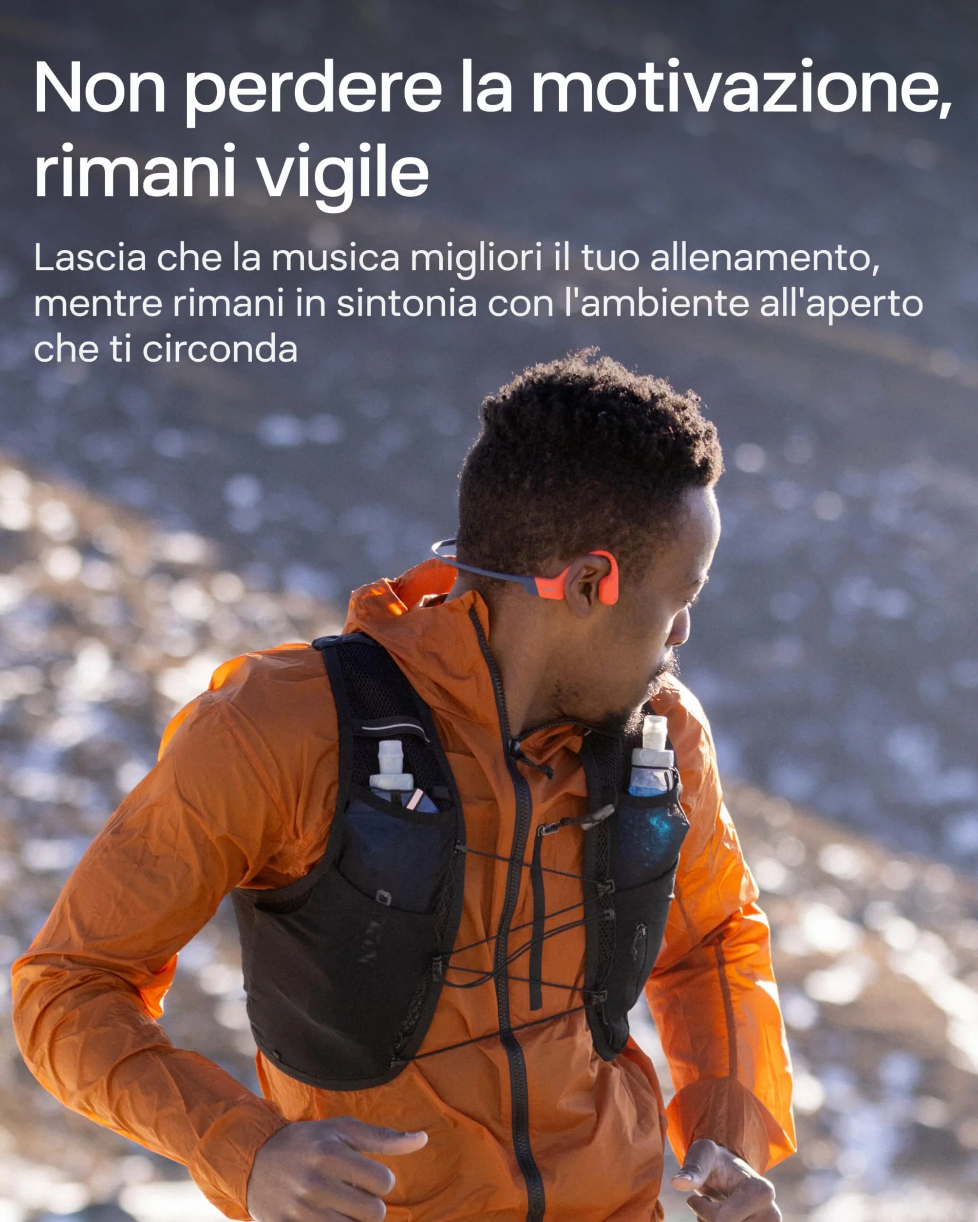 SHOKZ Cuffie sport a conduzione ossea OpenSwim Pro, auricolari wireless Open-Ear impermeabili IP68 con Bluetooth 5.4, 32 GB storage MP3, micr. con canc. rumore, 9 ore ripr. per corsa e nuoto, Rosso