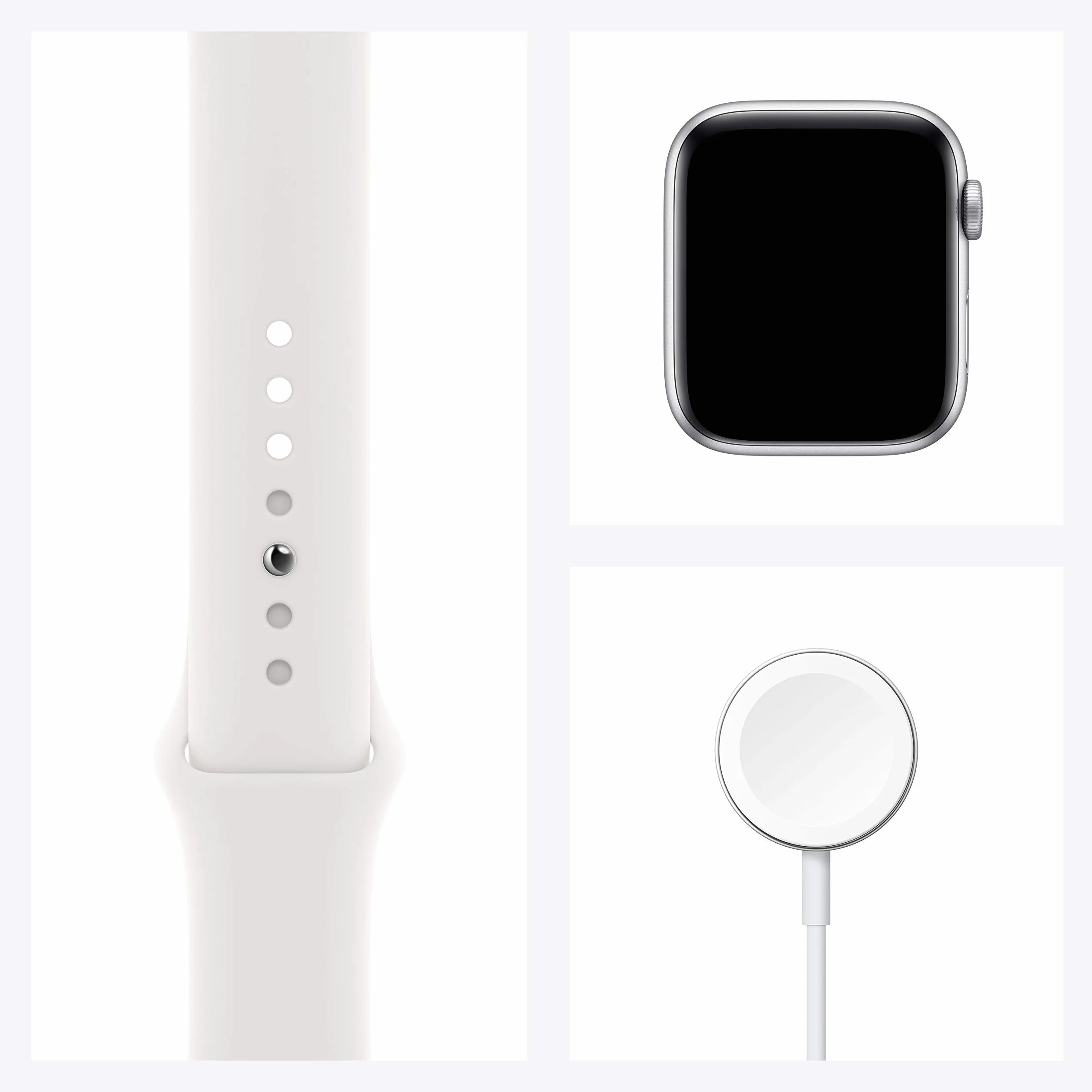 Apple Watch SE (GPS, 44MM) - Case Argento in Alluminio con Cinturino Sport Bianco (Ricondizionato)