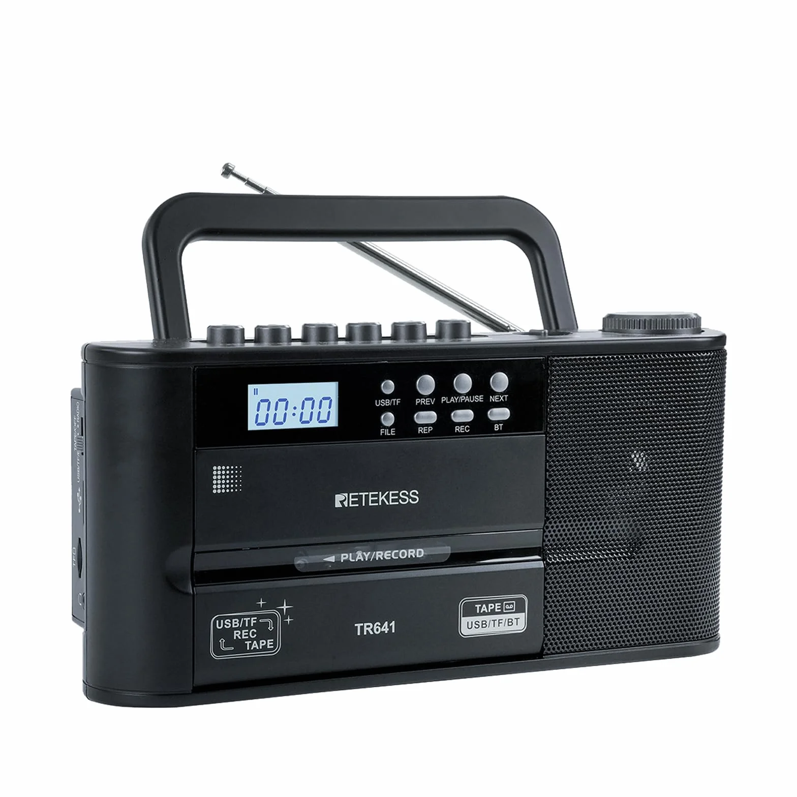 Retekess TR641 Lettore di Cassette Radio Portatile FM AM USB TF Wireless