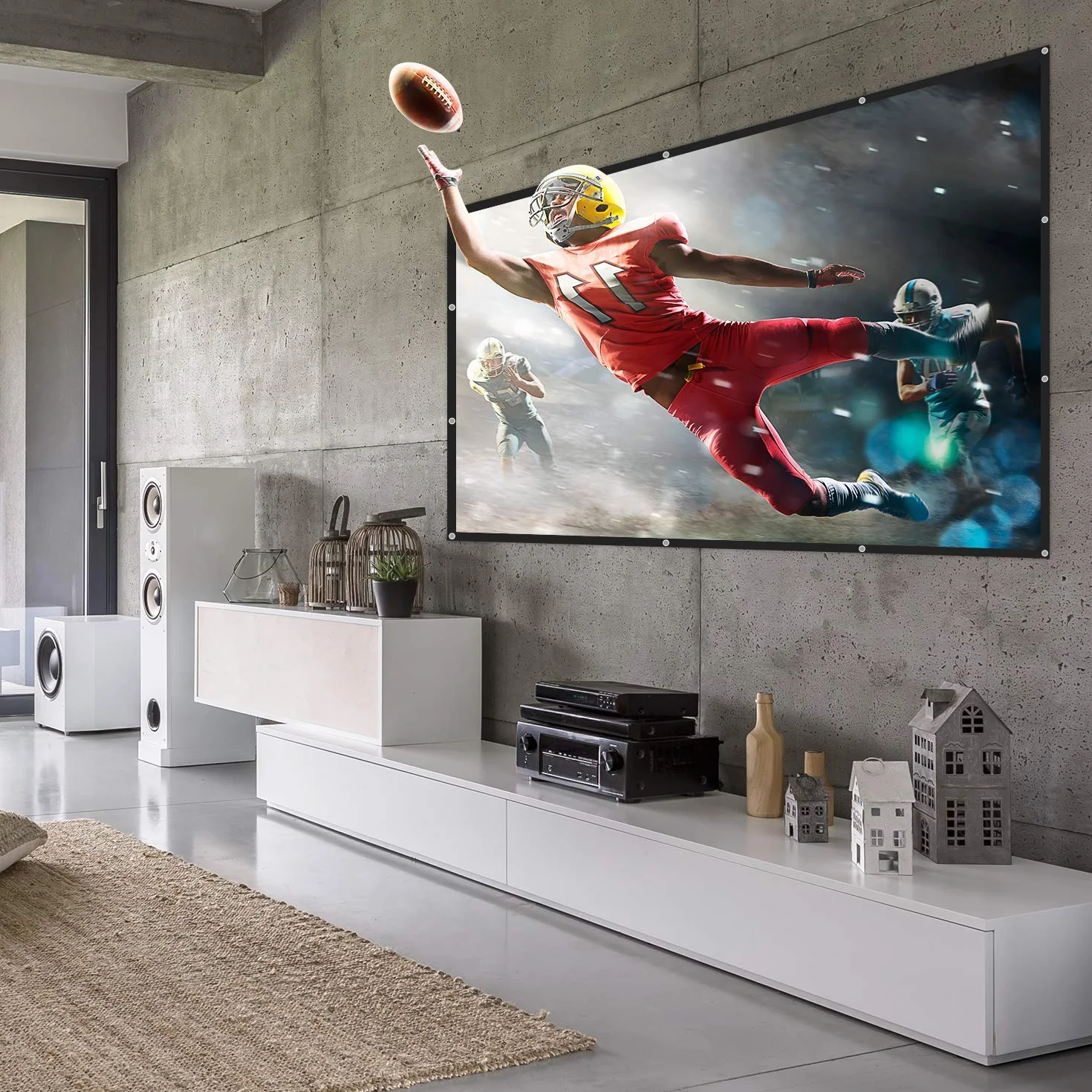 NIERBO Schermi di proiezione Schermo di Proiezione 150" Pieghevole Lavabile 16 : 9 Full HD 3D 4K 337 x 194 cm per Esterno o Interno