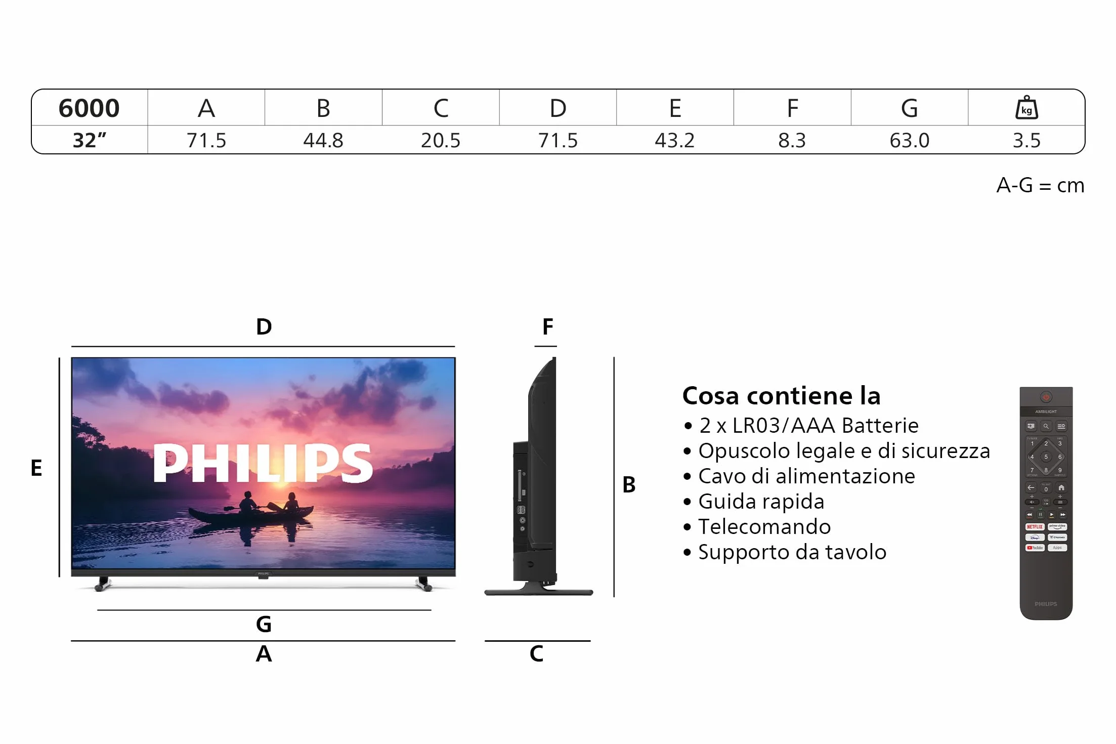 Philips 32PHS6000 2K HD LED Smart TV - Display 32’’ con Pixel Plus, piattaforma Titan OS e Dolby Digital Sound - Funziona con Alexa e Google Voice Assistant