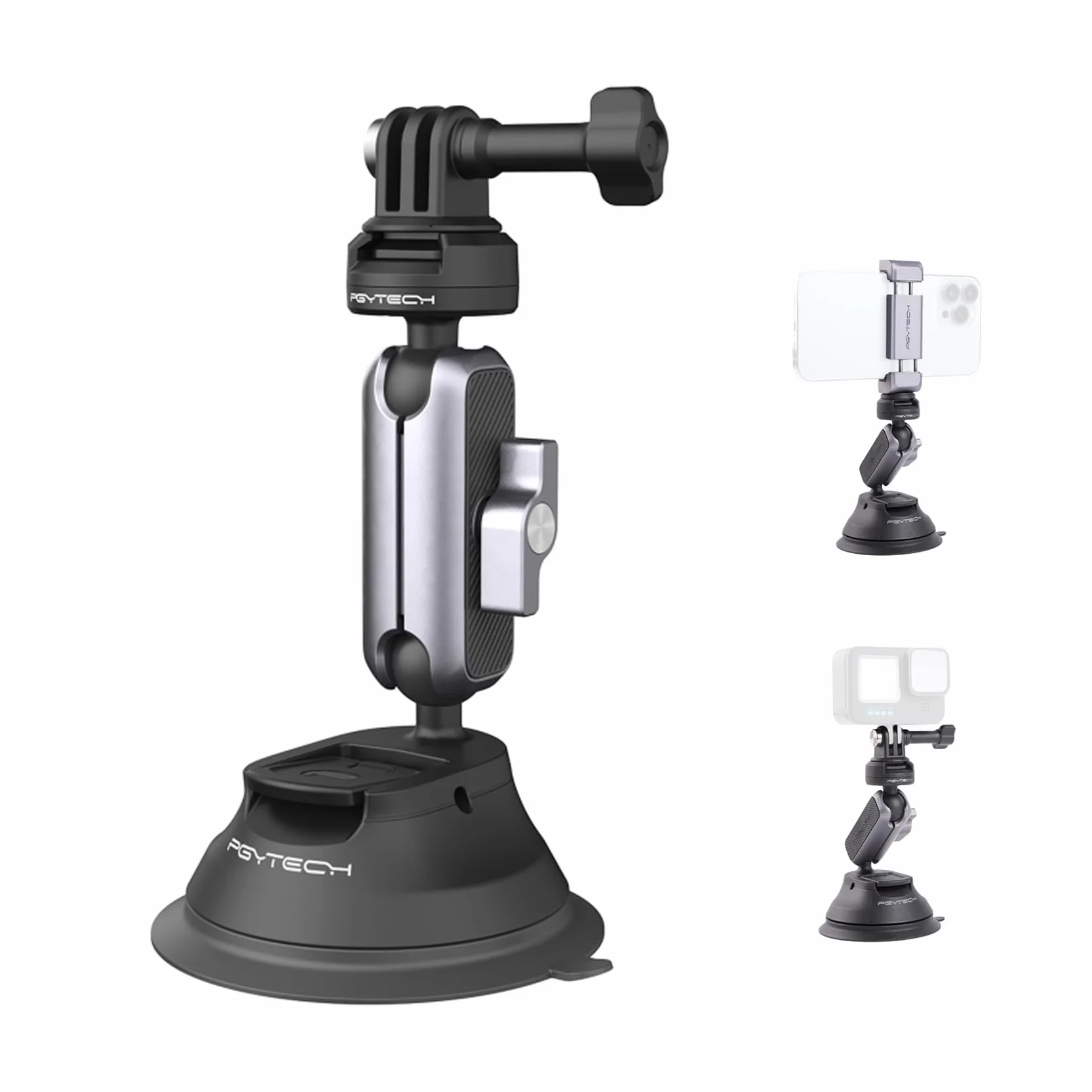 PGYTECH CapLock Supporto a Ventosa per Action Cam da Auto per DJI OSMO 360/Action 6/Pocket 3/4/4P, per Gopro Hero 13/12/11, Auto Staffa per Insta360 Ace Pro 2/X5 con filettatura 1/4"-20