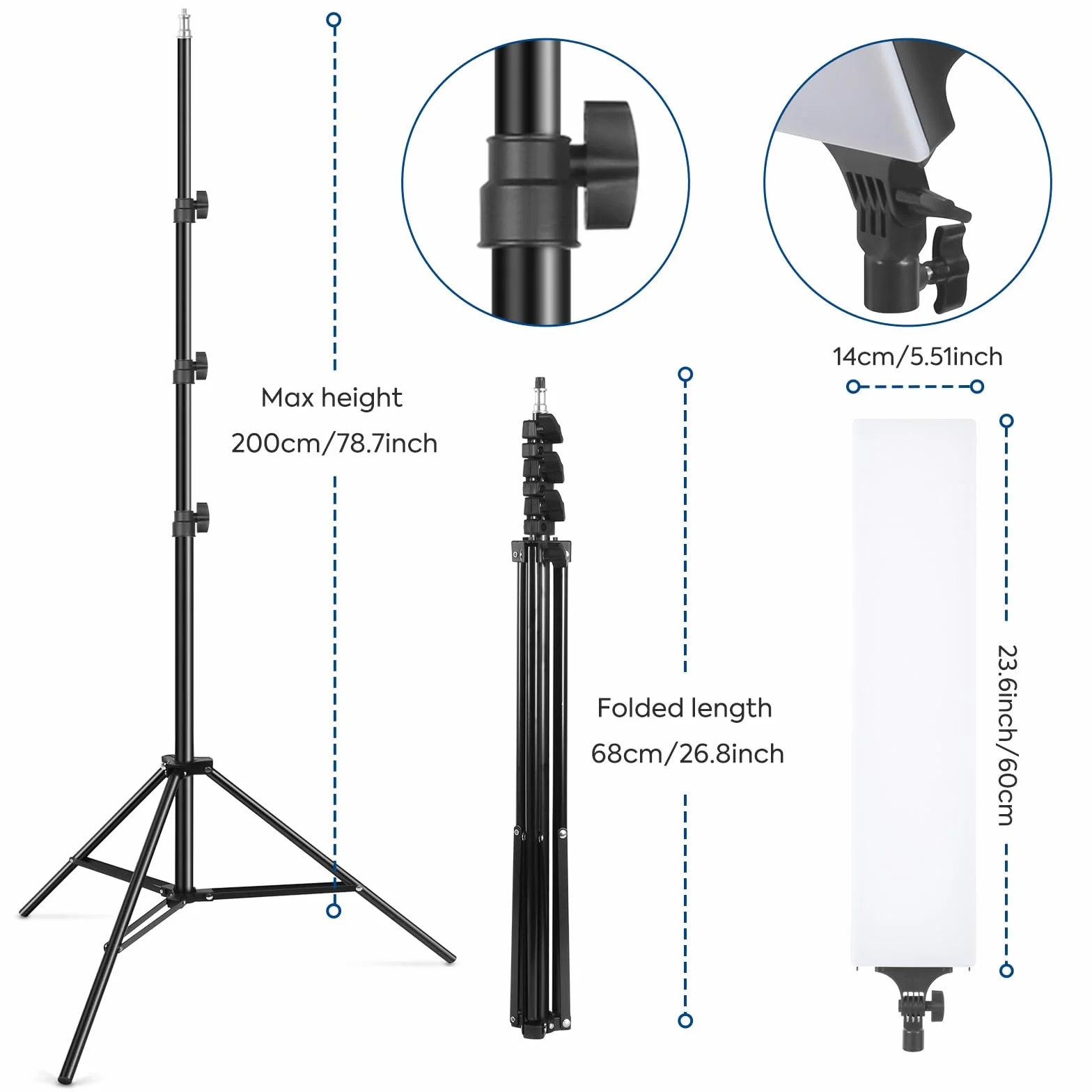 23,6 pollici LED Video Light 2-Pack Full Screen Fotografia Kit di illuminazione 2500-7500K Dimmerabile Photo Studio Luce Streaming Luce con telecomando e 2 m Stand per Filmare YouTube TikTok Video