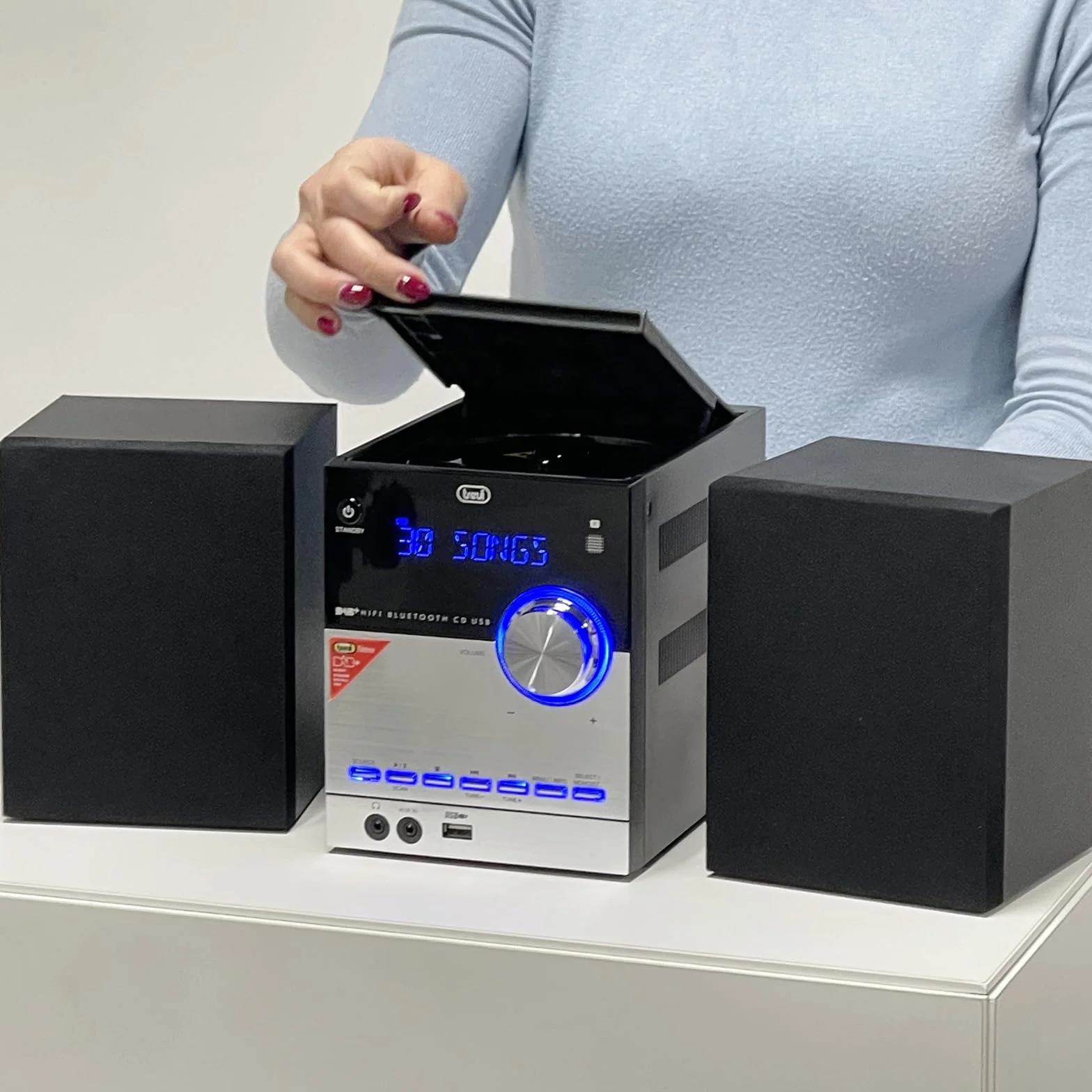 Trevi HCX 10D8 DAB Sistema Stereo Hi-Fi Digitale DAB+/FM CD MP3 USB Wireless, Stereo Compatto 30W con Display LCD, Telecomando, AUX-IN e 5 Equalizzazioni Audio