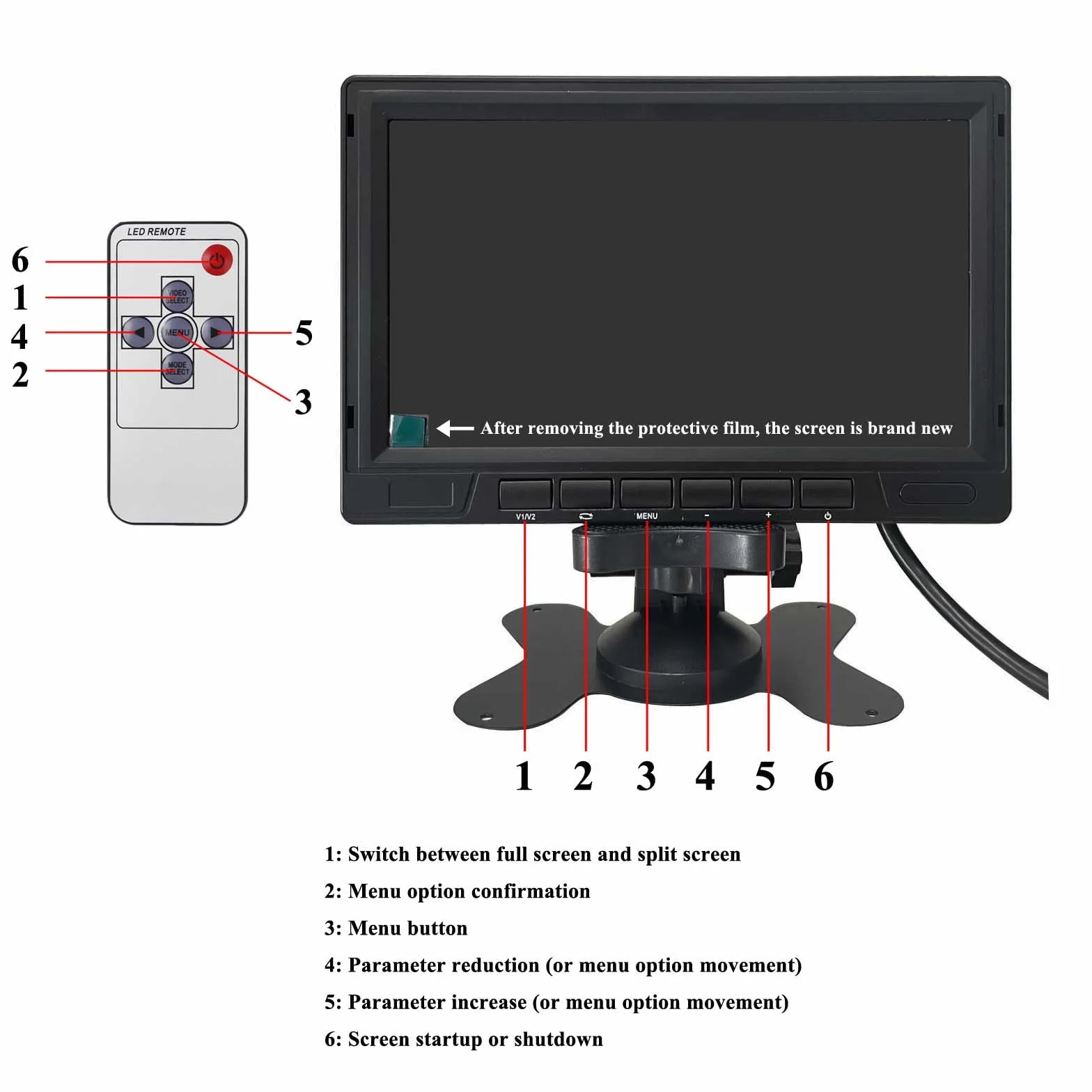 Telecamera posteriore AHD 1080p per veicoli e camion con monitor a 2 schermi divisi da 17,8 cm, 2 telecamere di retromarcia impermeabili per visione notturna con cavo da 15 m per semirimorchio, camper