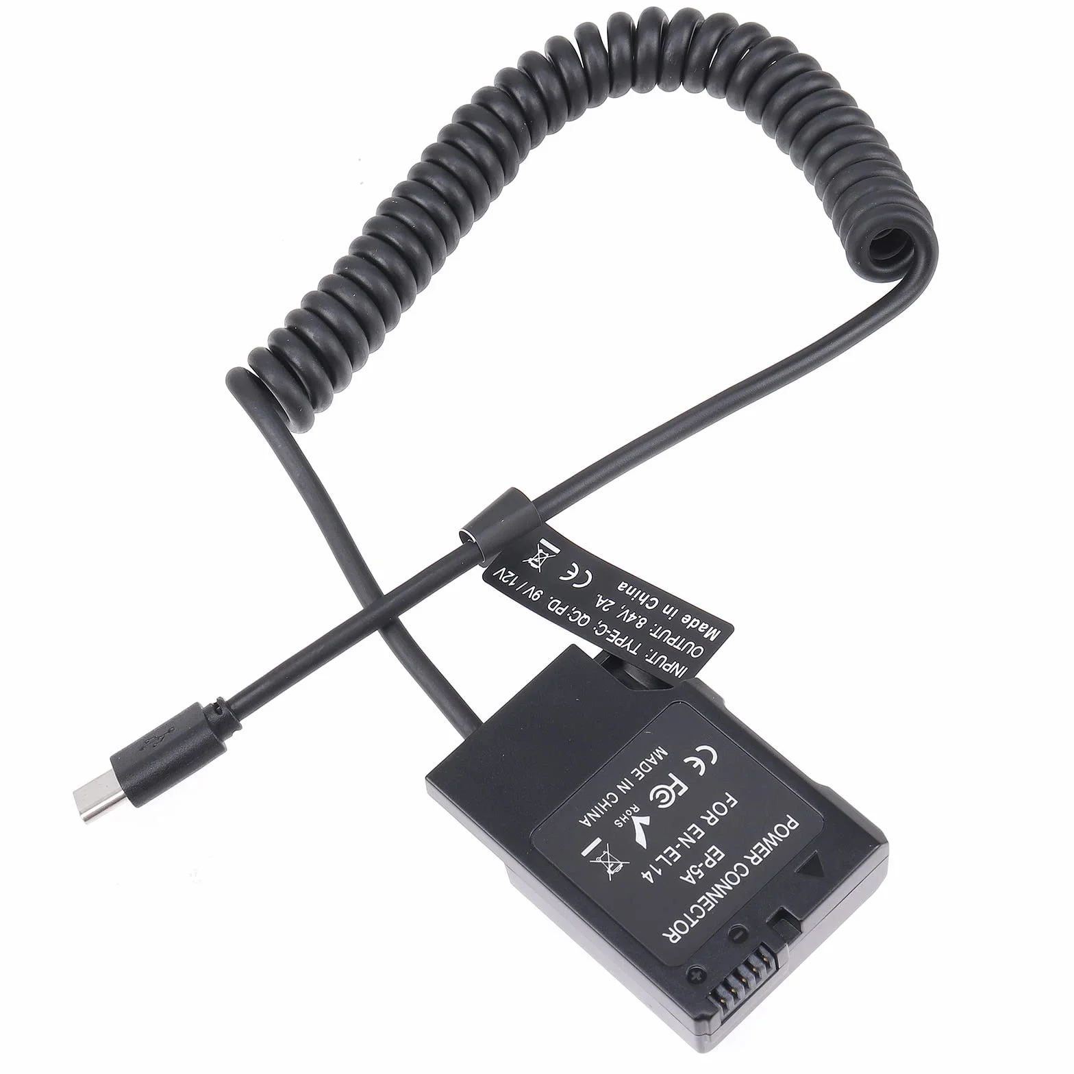 FOTGA USB-C Type-C a pieno decodificato EN-EL14 fittizio batteria adattatore a molla cavo per Nikon D3100 D3200 D3300 D3400 D3500 D5100 D5200 D5300 D5500 D5600 DF P7100 P7700 D78000 Fotocamera